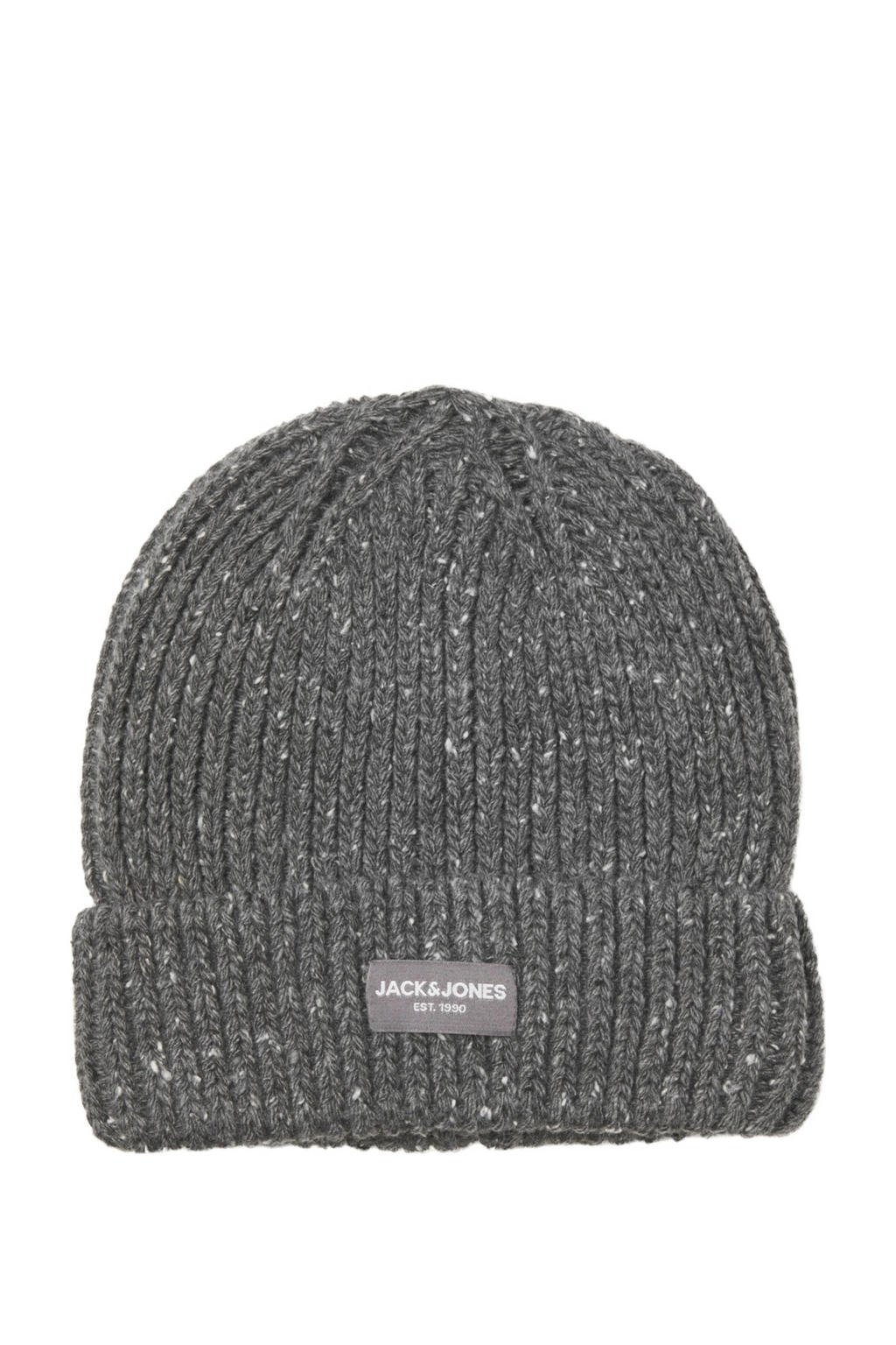 JACK & JONES muts JACCLIFF gemeleerd grijs