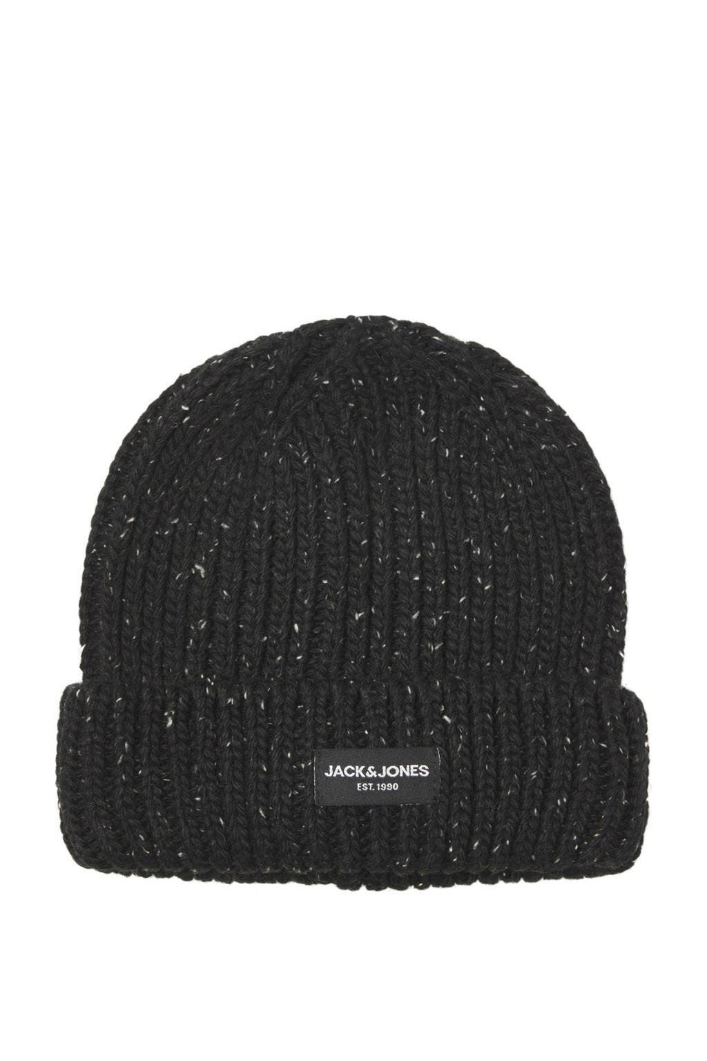 JACK & JONES muts JACCLIFF gemeleerd zwart