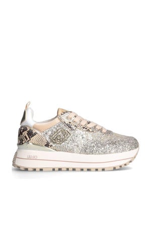 Maxi Wonder 01 leren sneakers beige glitter