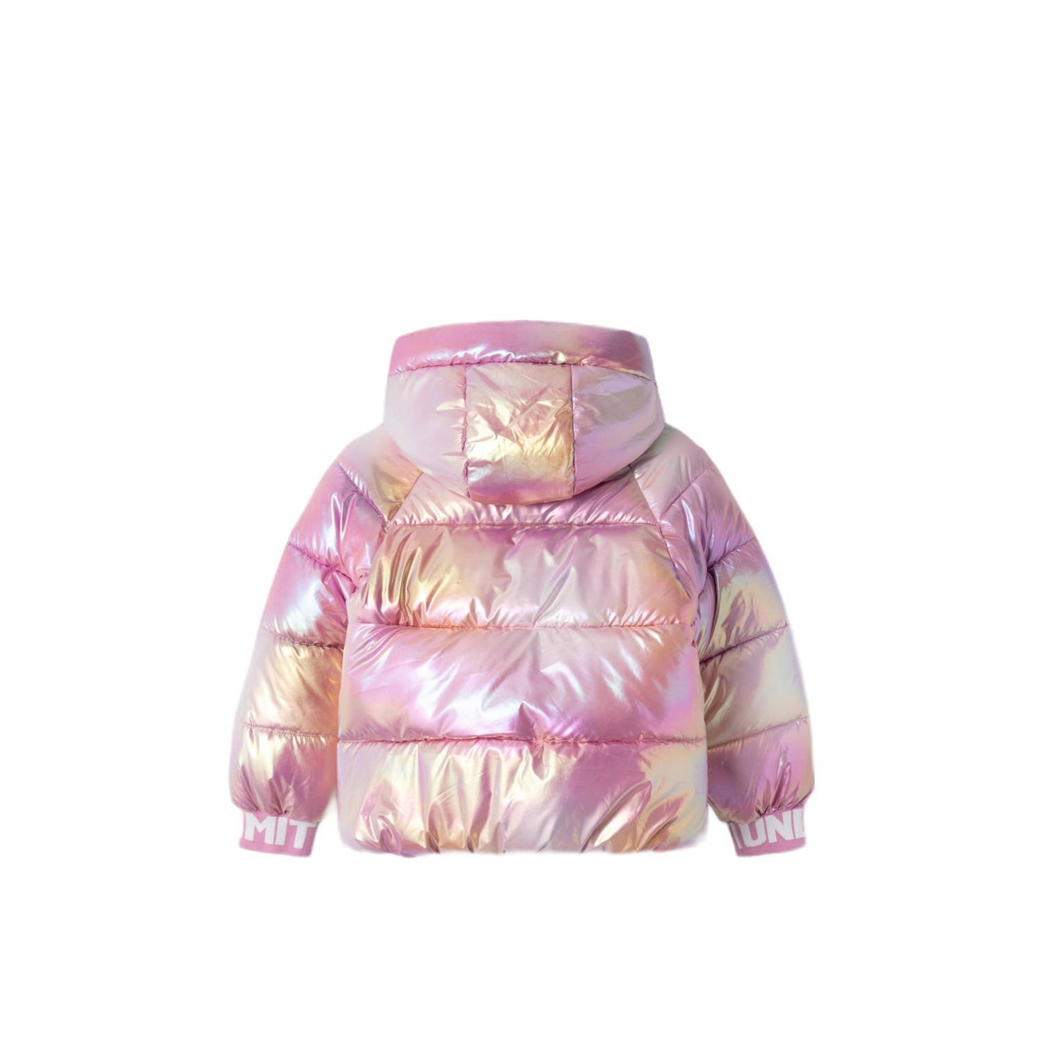 NAME IT KIDS metallic gewatteerde winterjas NKFMALAN roze metallic