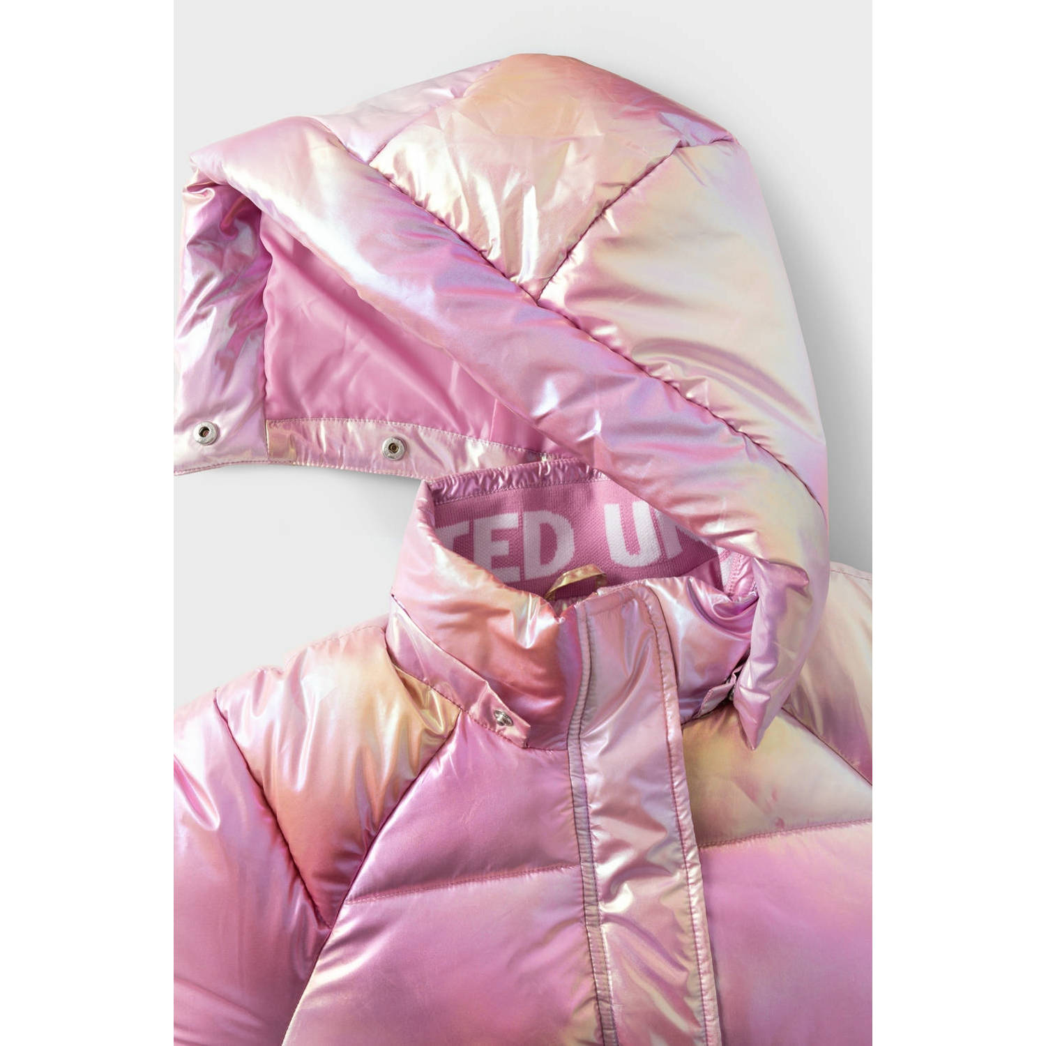 NAME IT KIDS metallic gewatteerde winterjas NKFMALAN roze metallic