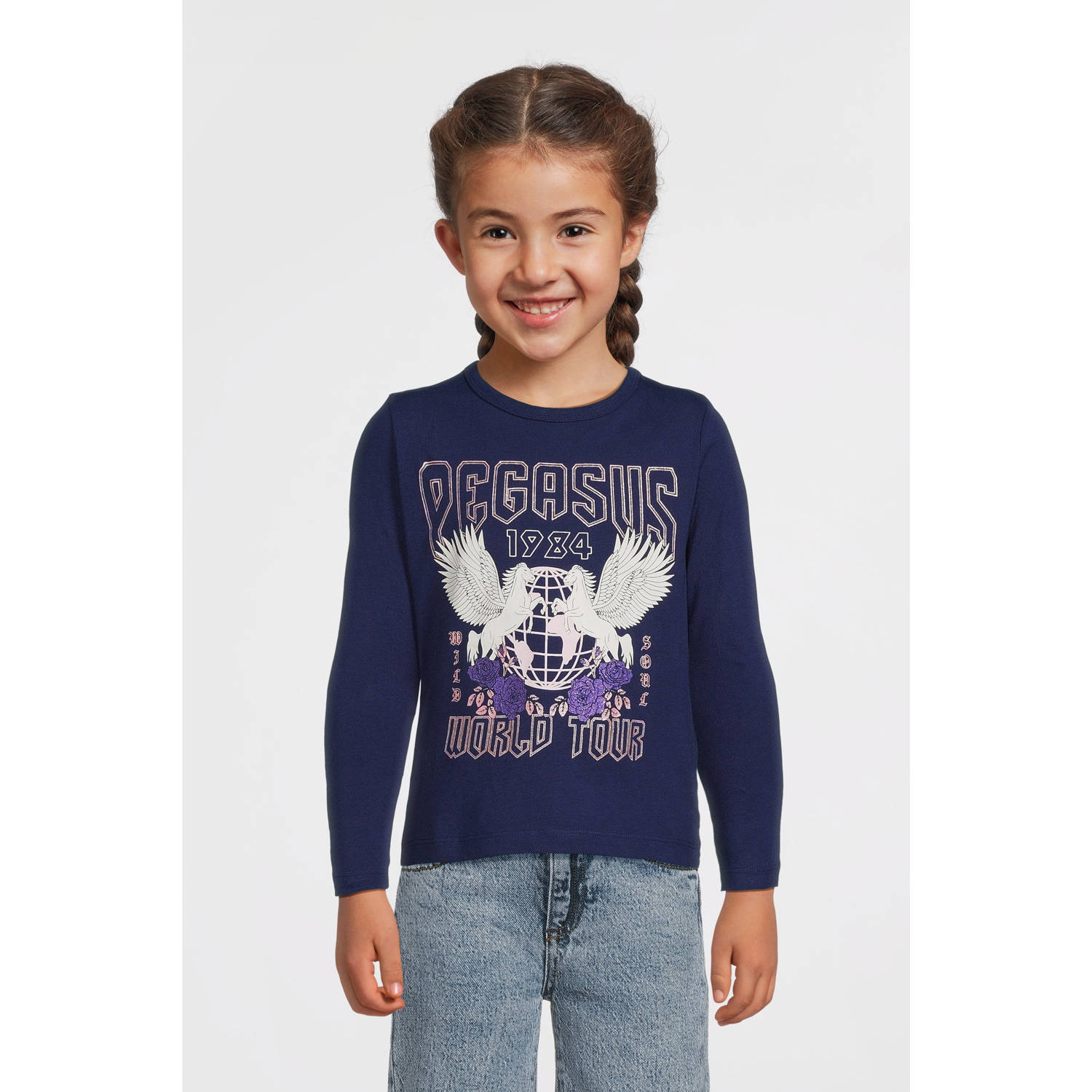 NAME IT KIDS longsleeve NKFOLISIA met printopdruk donkerblauw