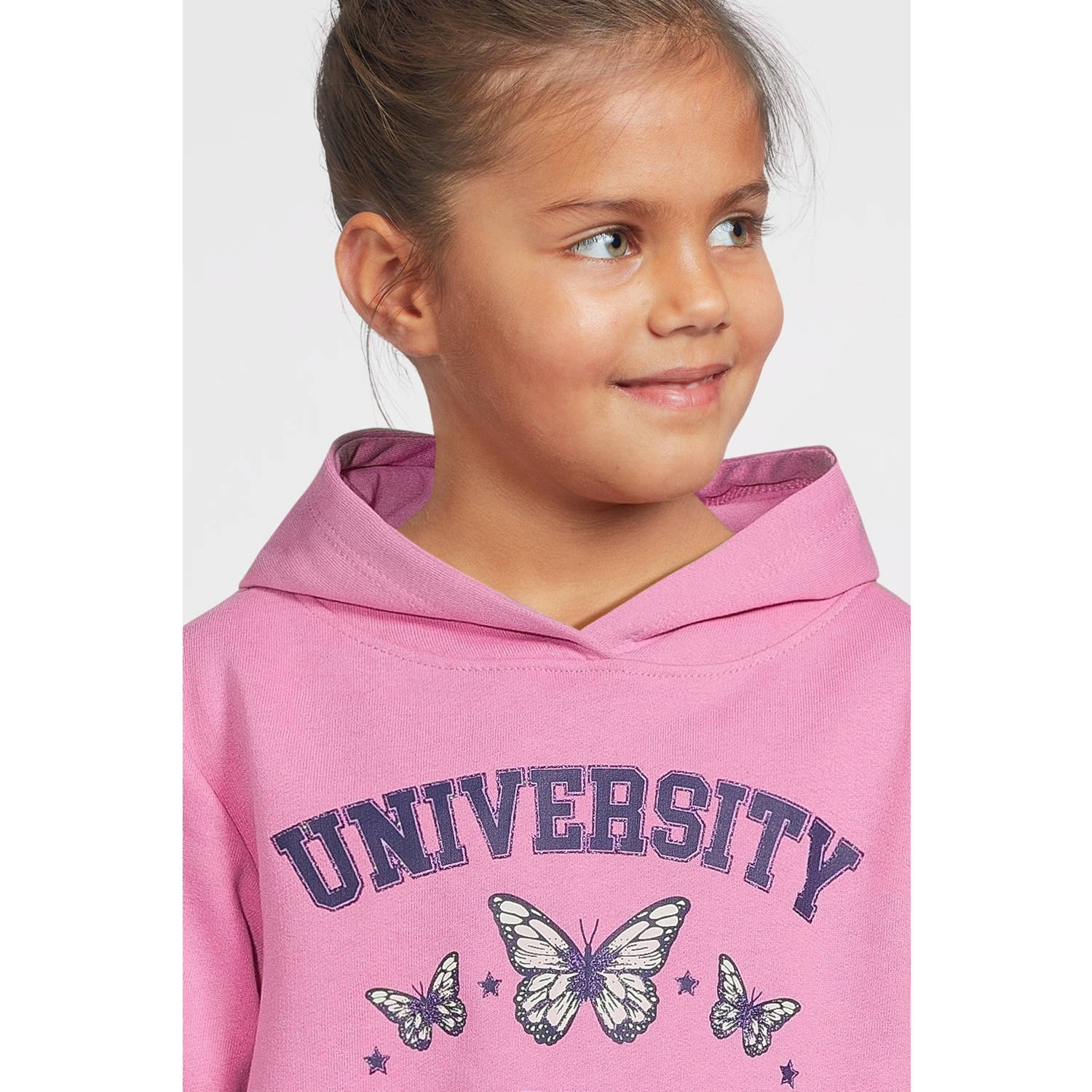 NAME IT KIDS hoodie NKFOLANJA met printopdruk warmroze