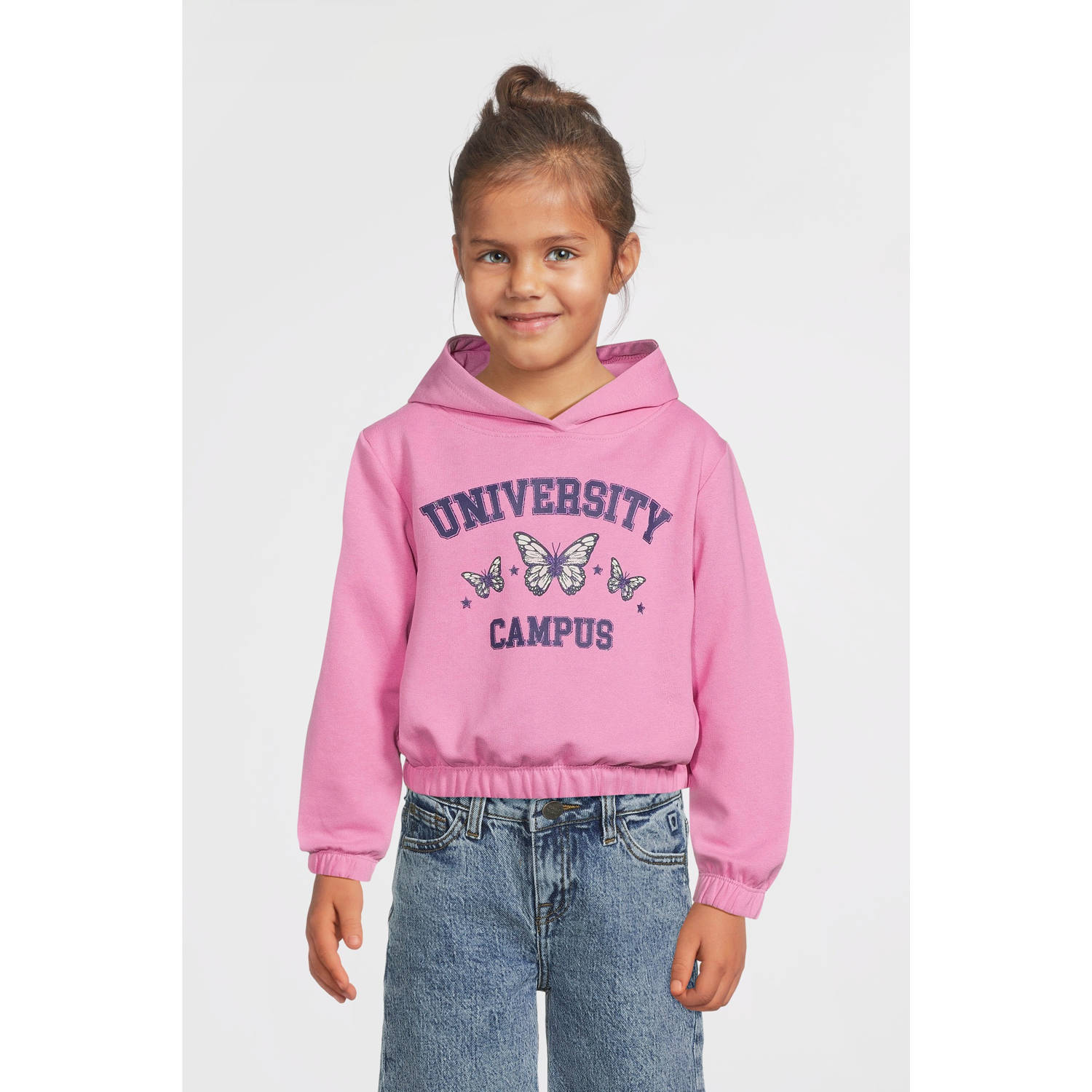 NAME IT KIDS hoodie NKFOLANJA met printopdruk warmroze