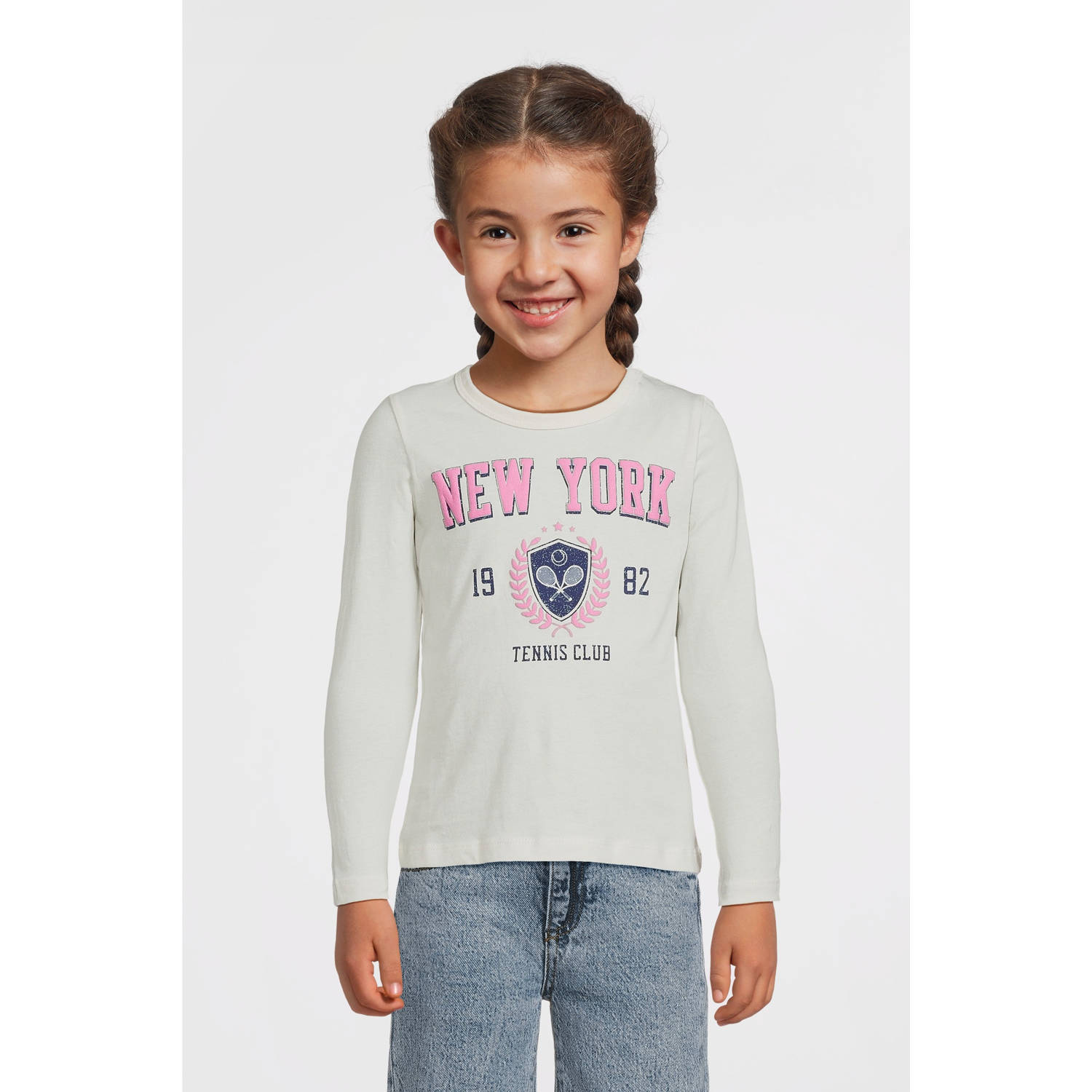 NAME IT KIDS longsleeve NKFOLISIA met printopdruk offwhite
