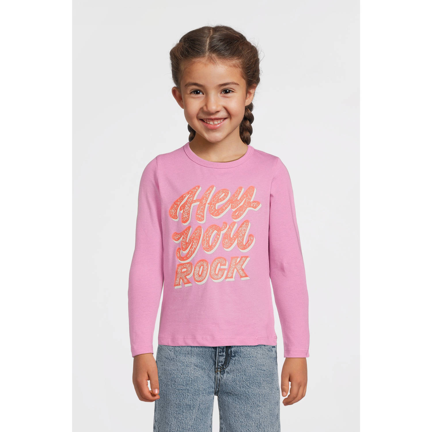 NAME IT KIDS longsleeve NKFOLISIA met printopdruk roze
