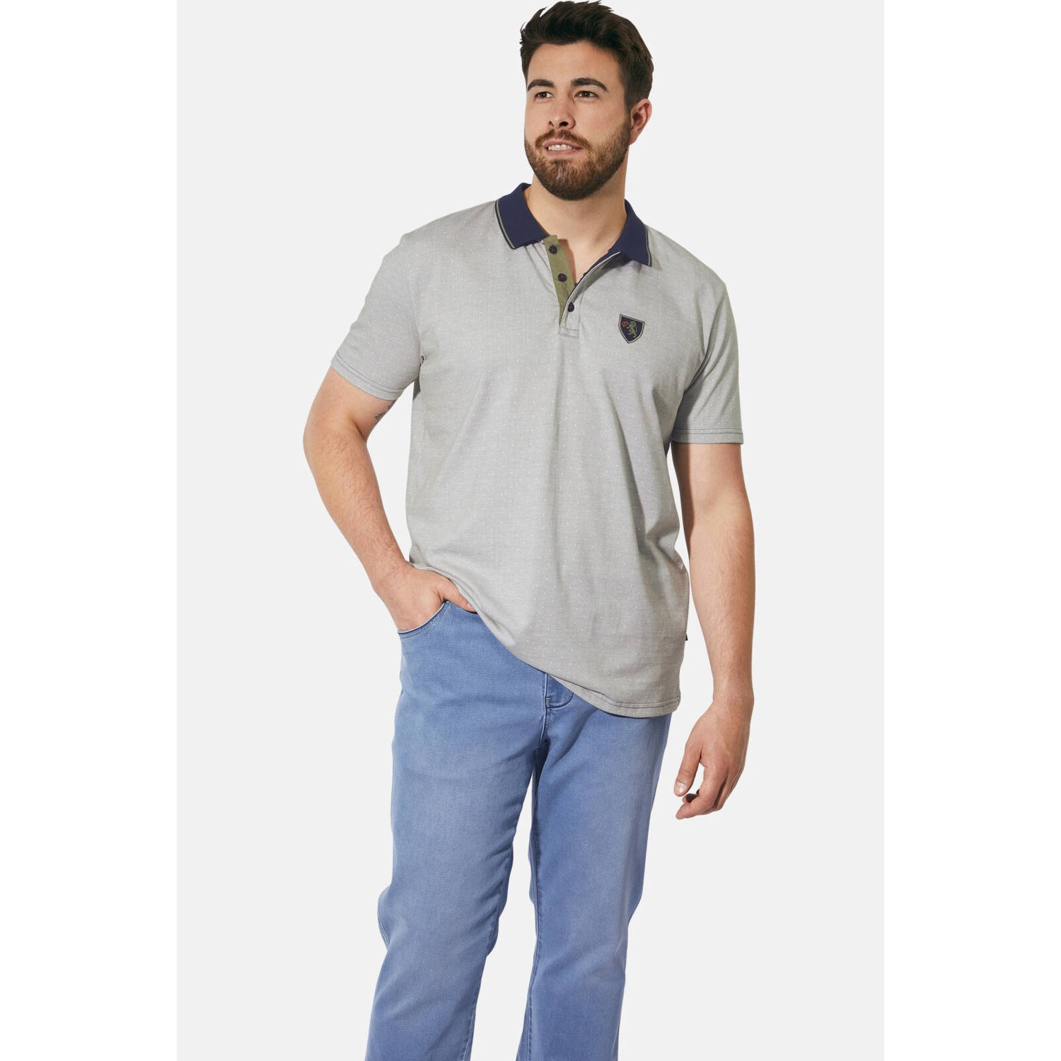 Charles Colby polo EARL BARTHOLOW Plus Size grijs