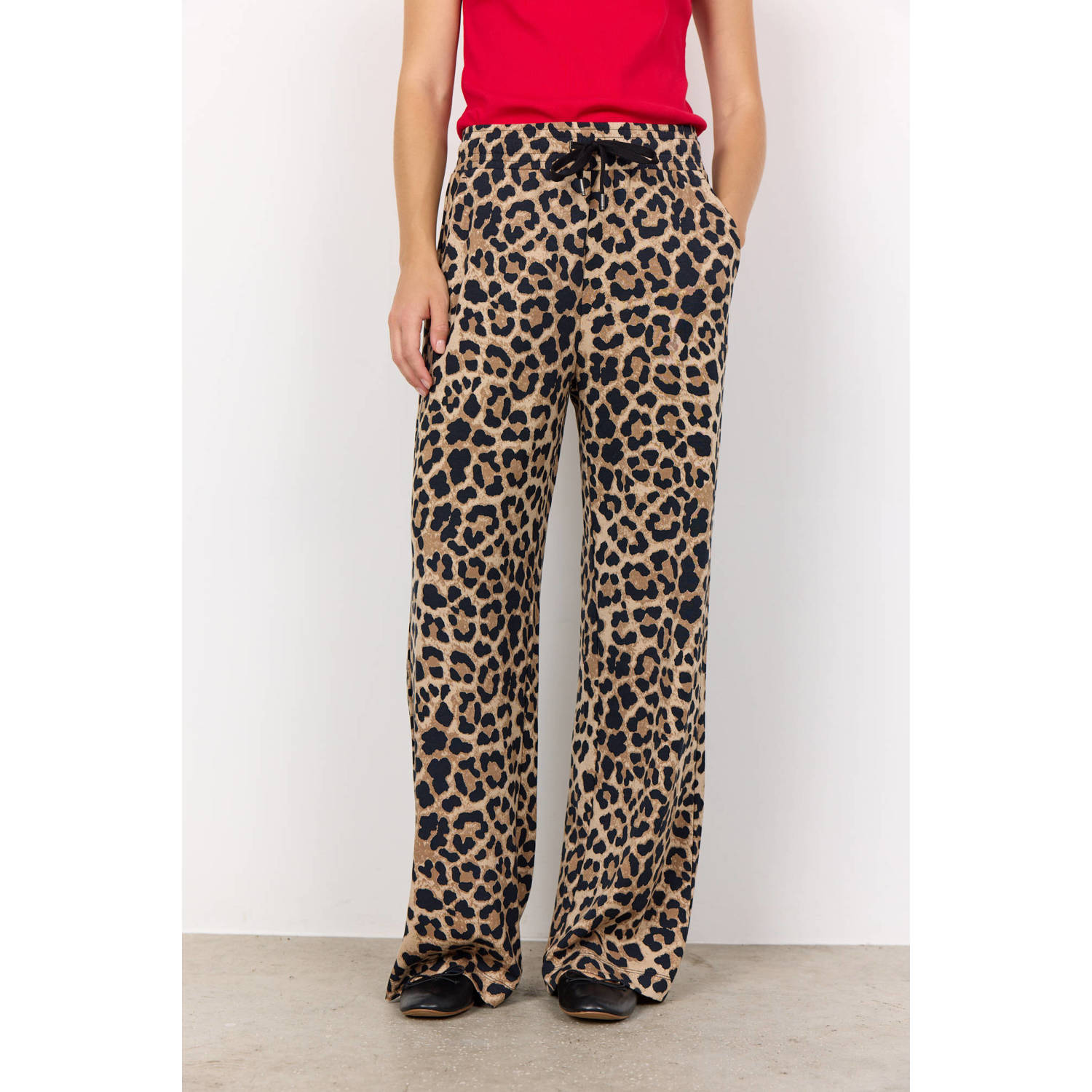 Soyaconcept wide leg broek met panterprint