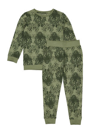  pyjama PUCK met dierenprint olijfgroen/donkergroen