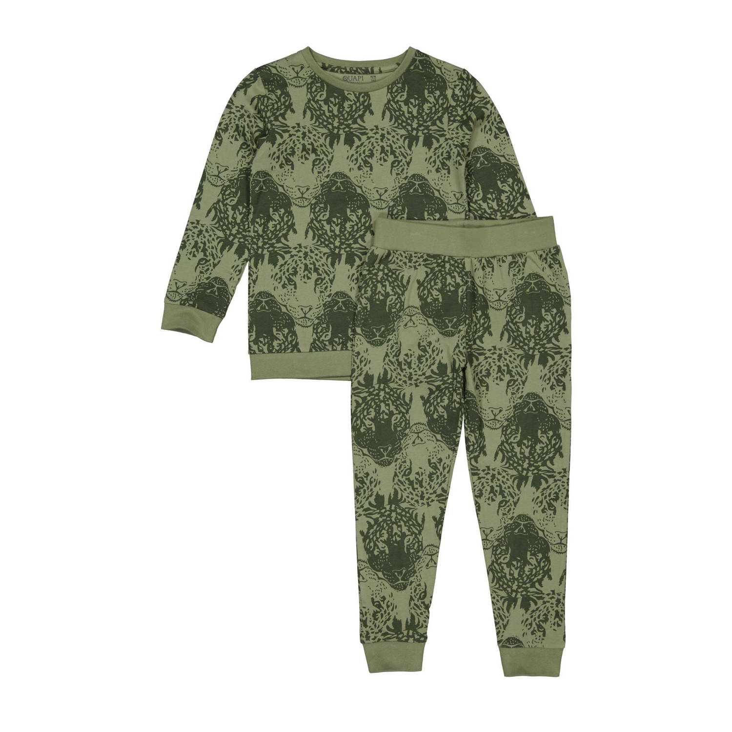 Quapi pyjama PUCK met dierenprint olijfgroen donkergroen