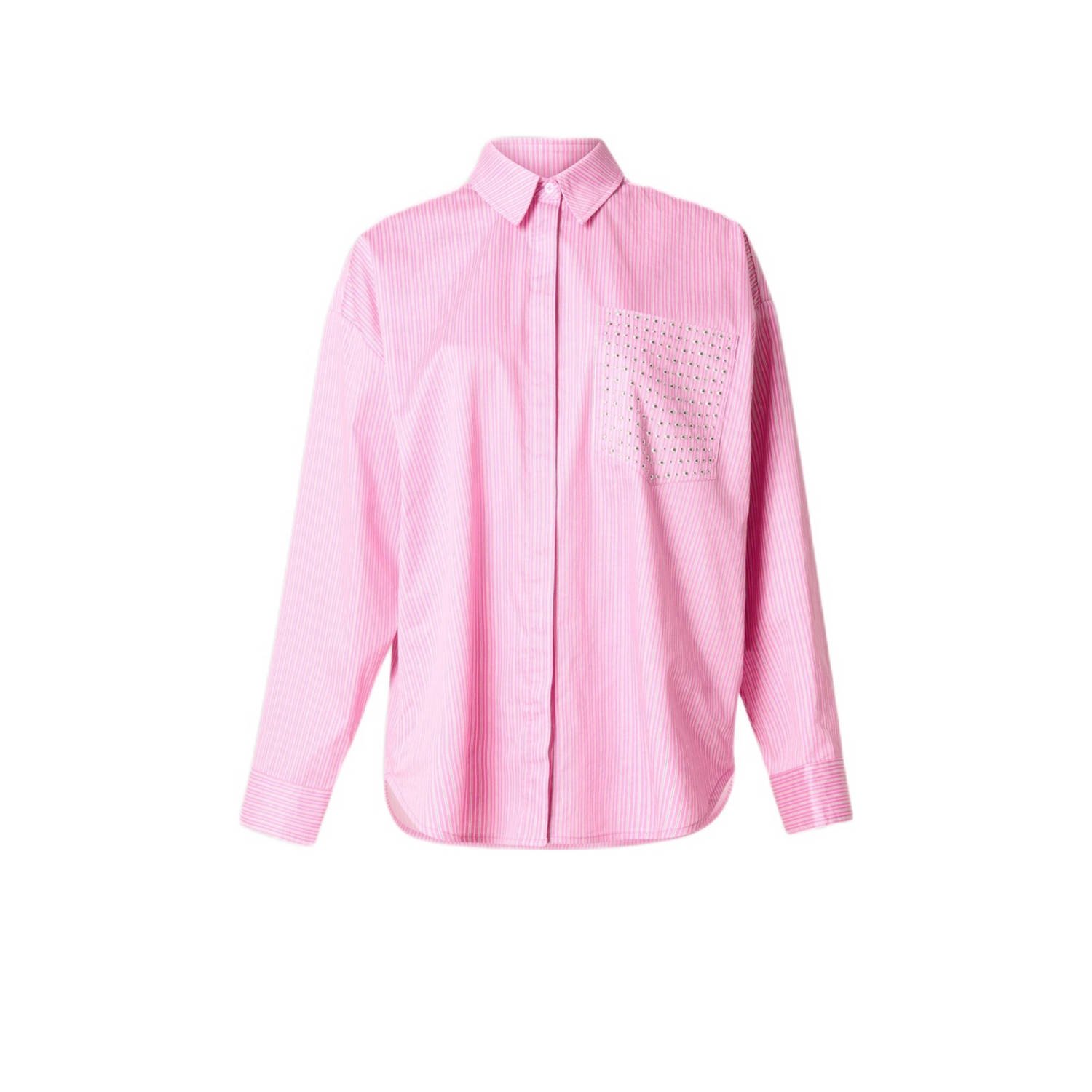 Shoeby gestreepte blouse roze