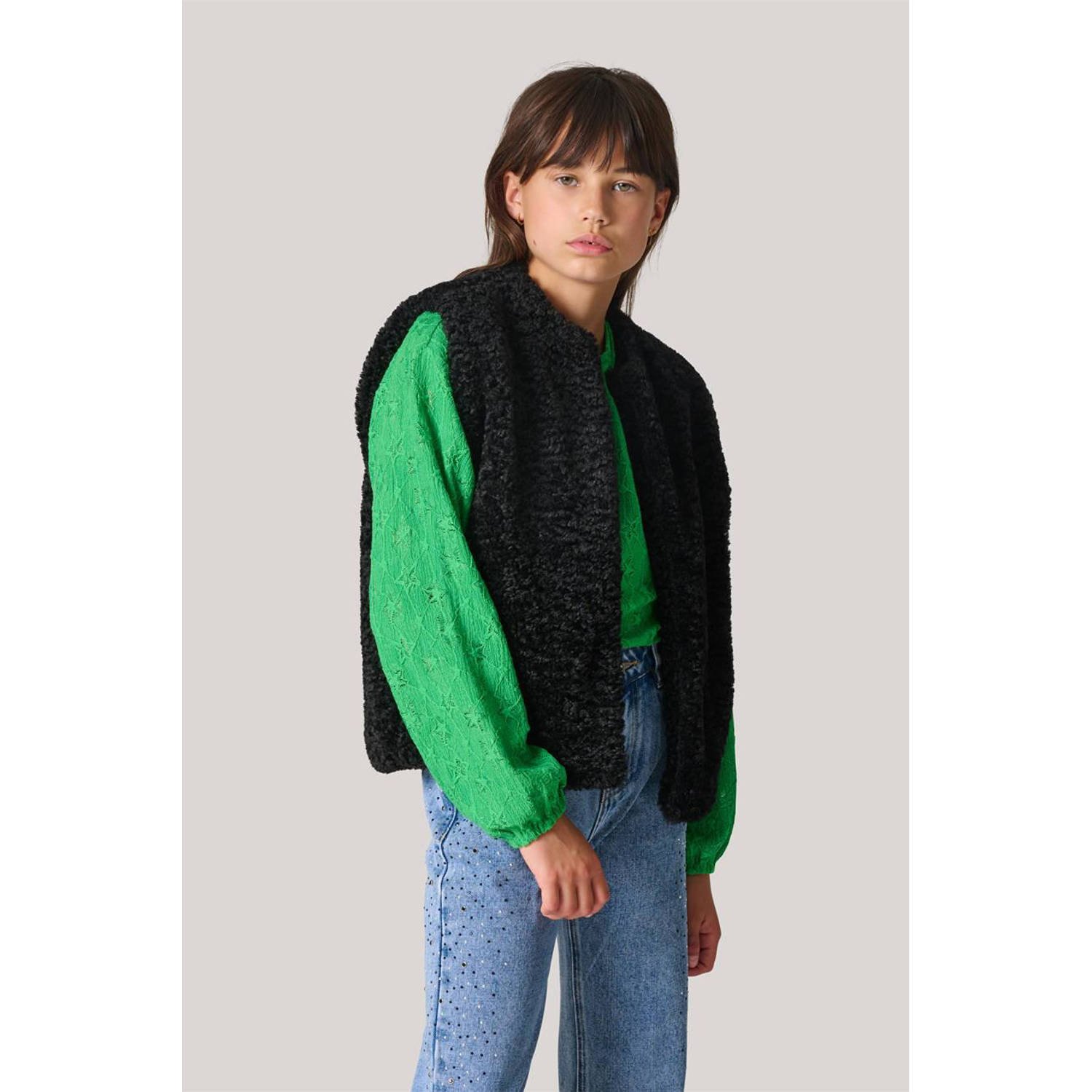Shoeby gilet zwart Meisjes Polyester Ronde hals Effen 110 116