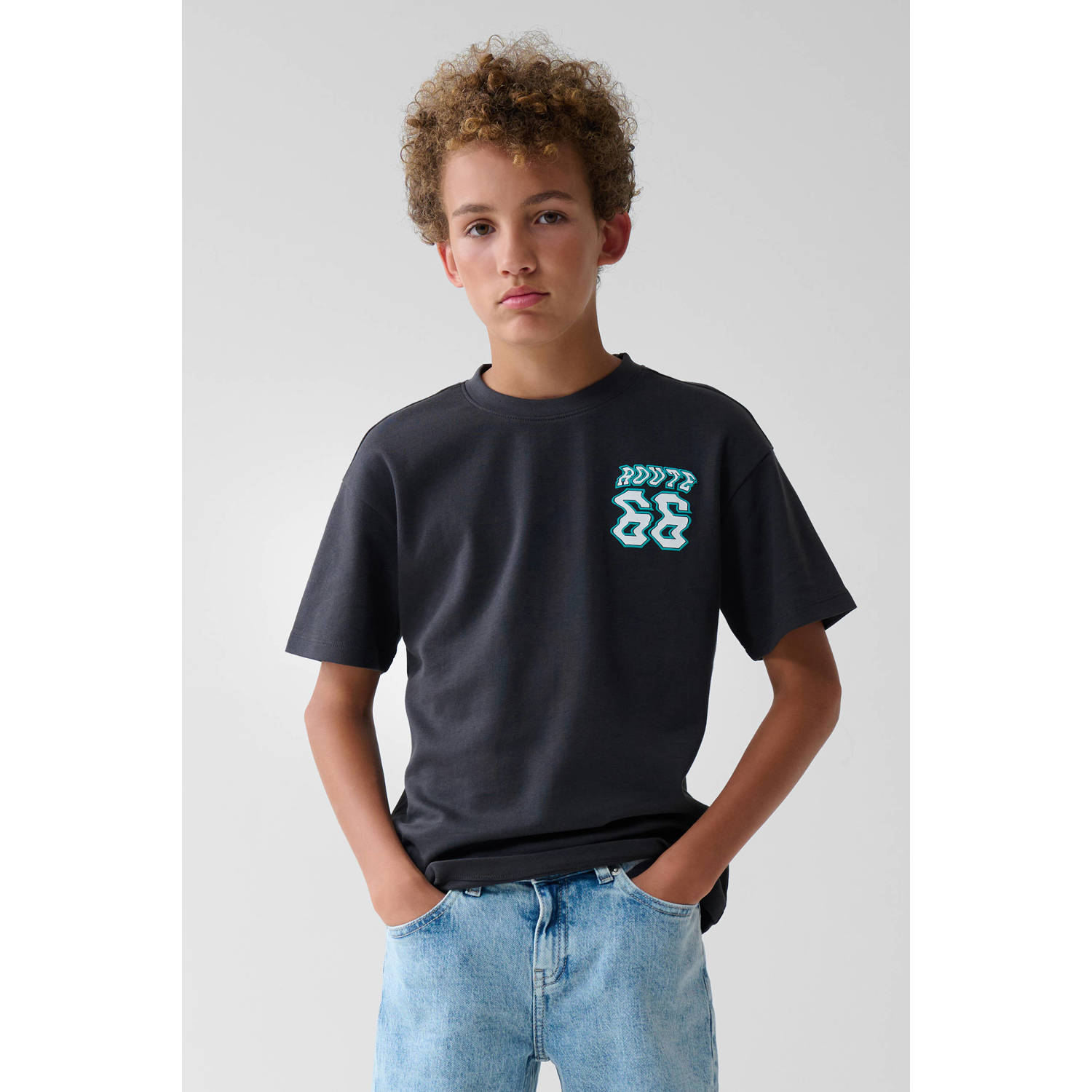 Shoeby T-shirt met backprint antraciet