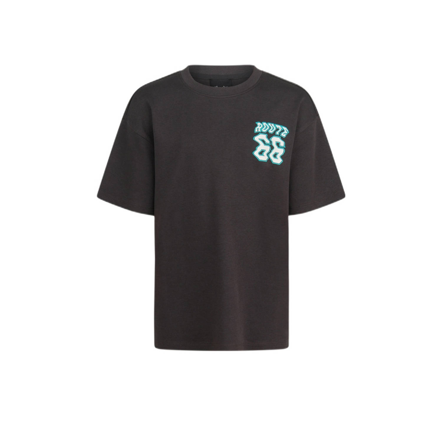 Shoeby T-shirt met backprint antraciet Grijs Jongens Katoen Ronde hals 122 128