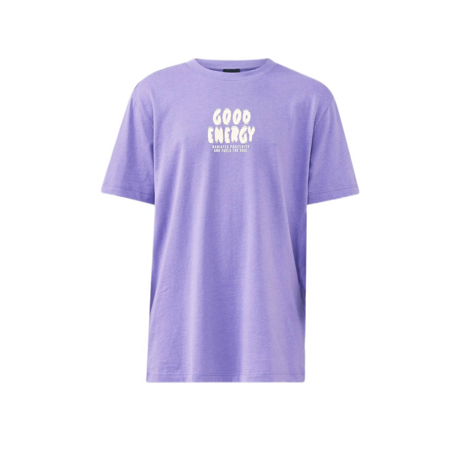 Shoeby T-shirt met backprint paars Jongens Katoen Ronde hals Backprint 122 128
