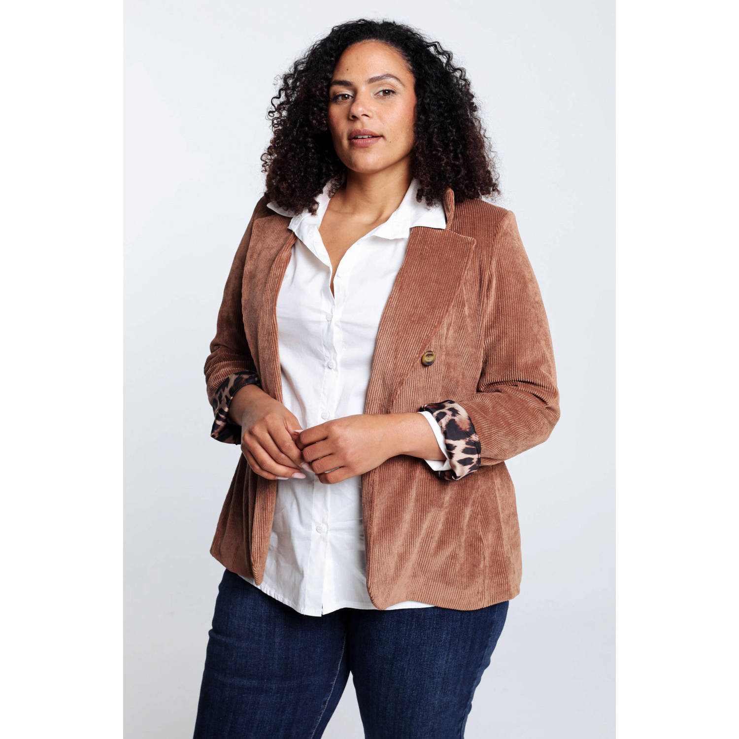 Paprika rechtvallende blazer cognac