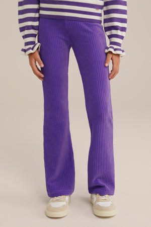 fluwelen flared broek donkerpaars