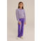 WE Fashion fluwelen flared broek donkerpaars