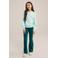 WE Fashion velours flared broek turquoise