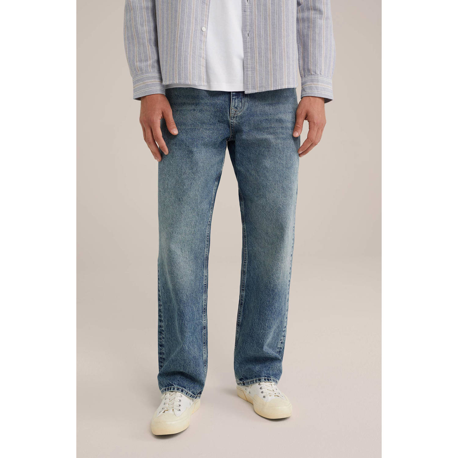 WE Fashion Blue Ridge loose fit jeans mid blue