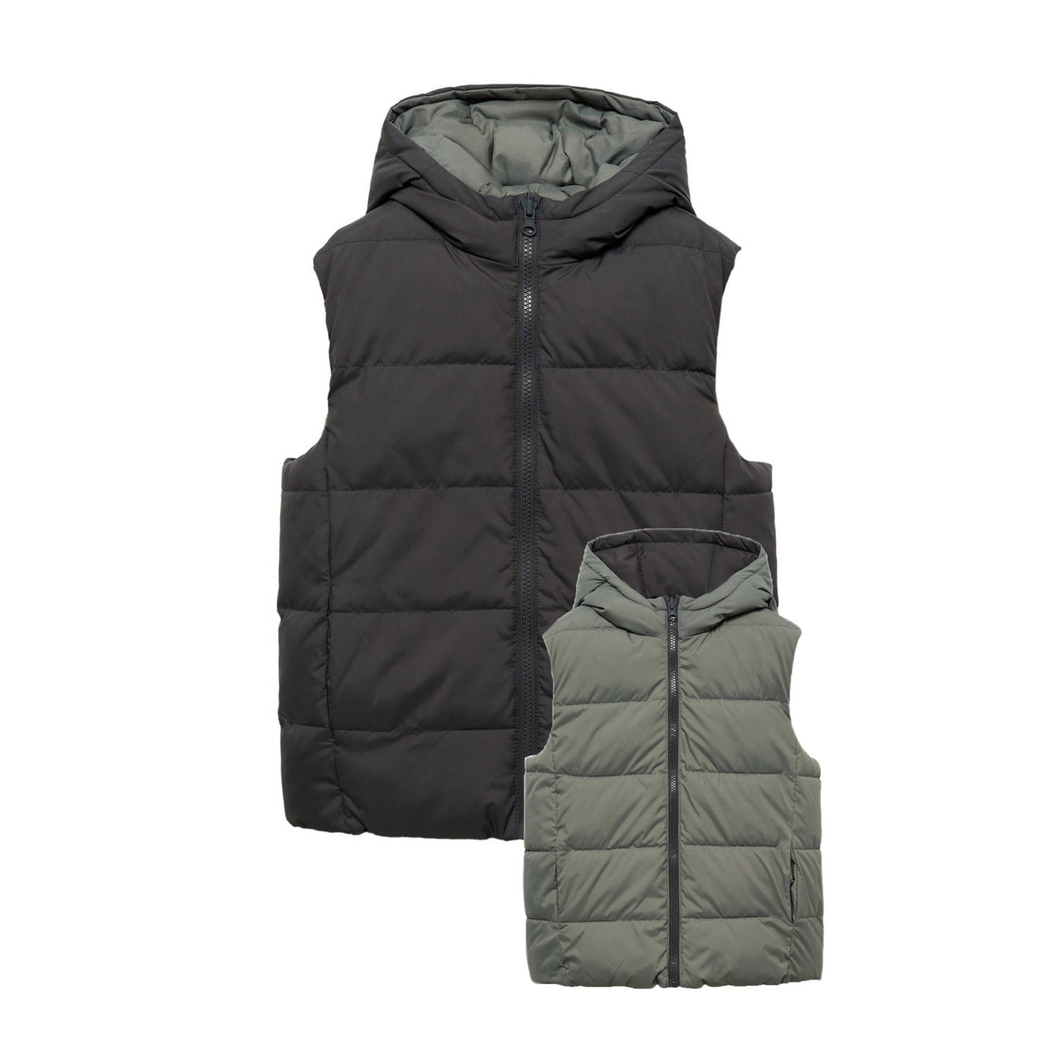 Mango Kids reversible bodywarmer grijsgroen antraciet