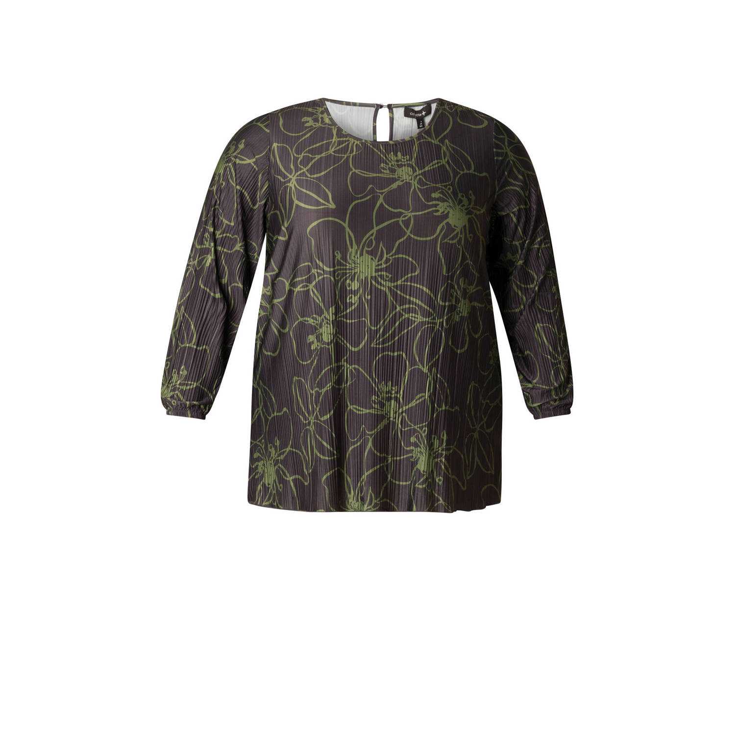 Colletta top met all over print en textuur zwart groen