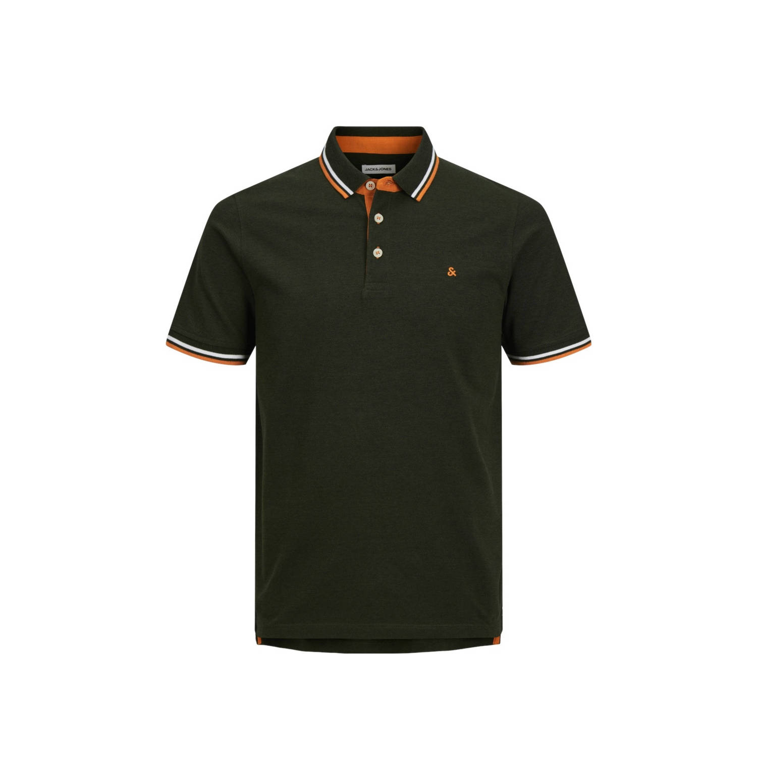 JACK & JONES ESSENTIALS slim fit polo JJEPAULOS met logo groen