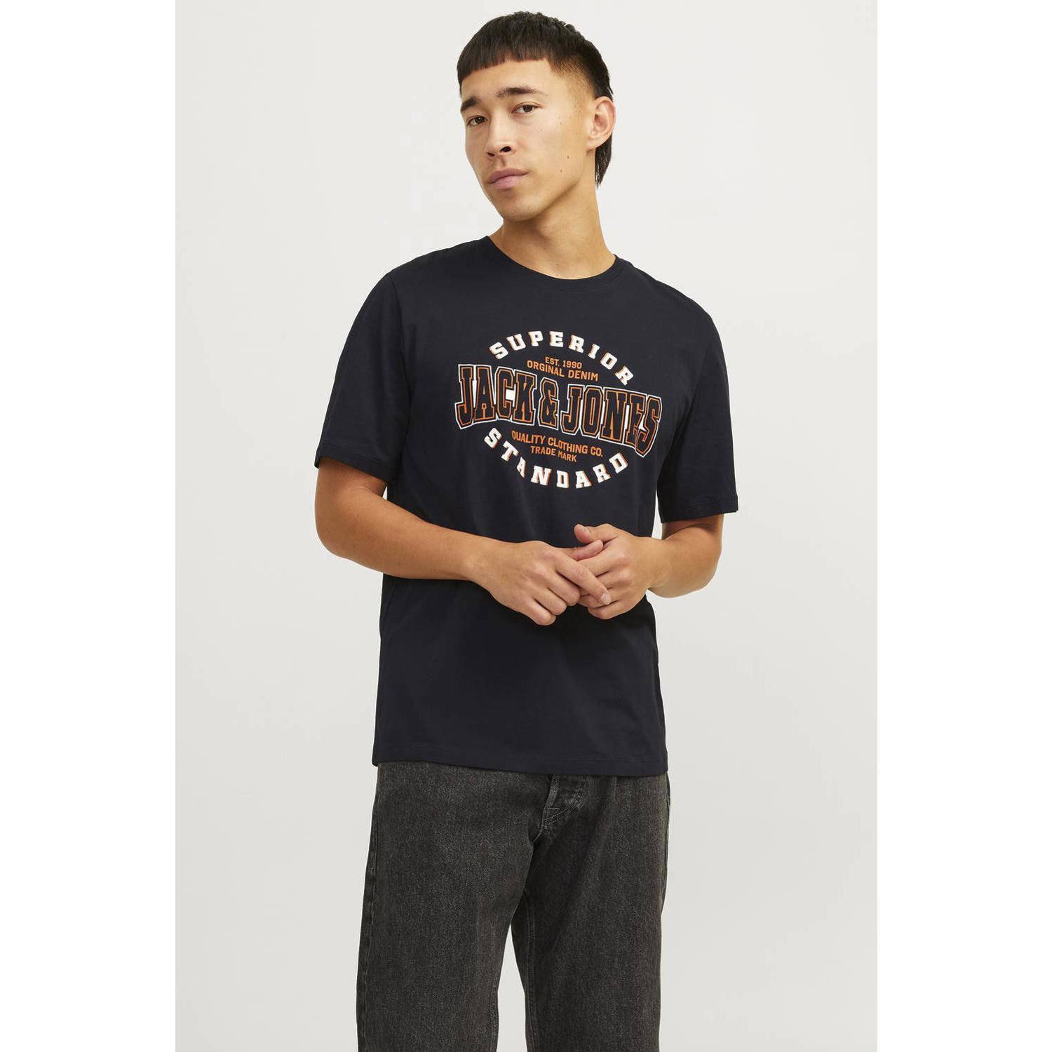 JACK & JONES ESSENTIALS regular fit T-shirt JJELOGO met printopdruk