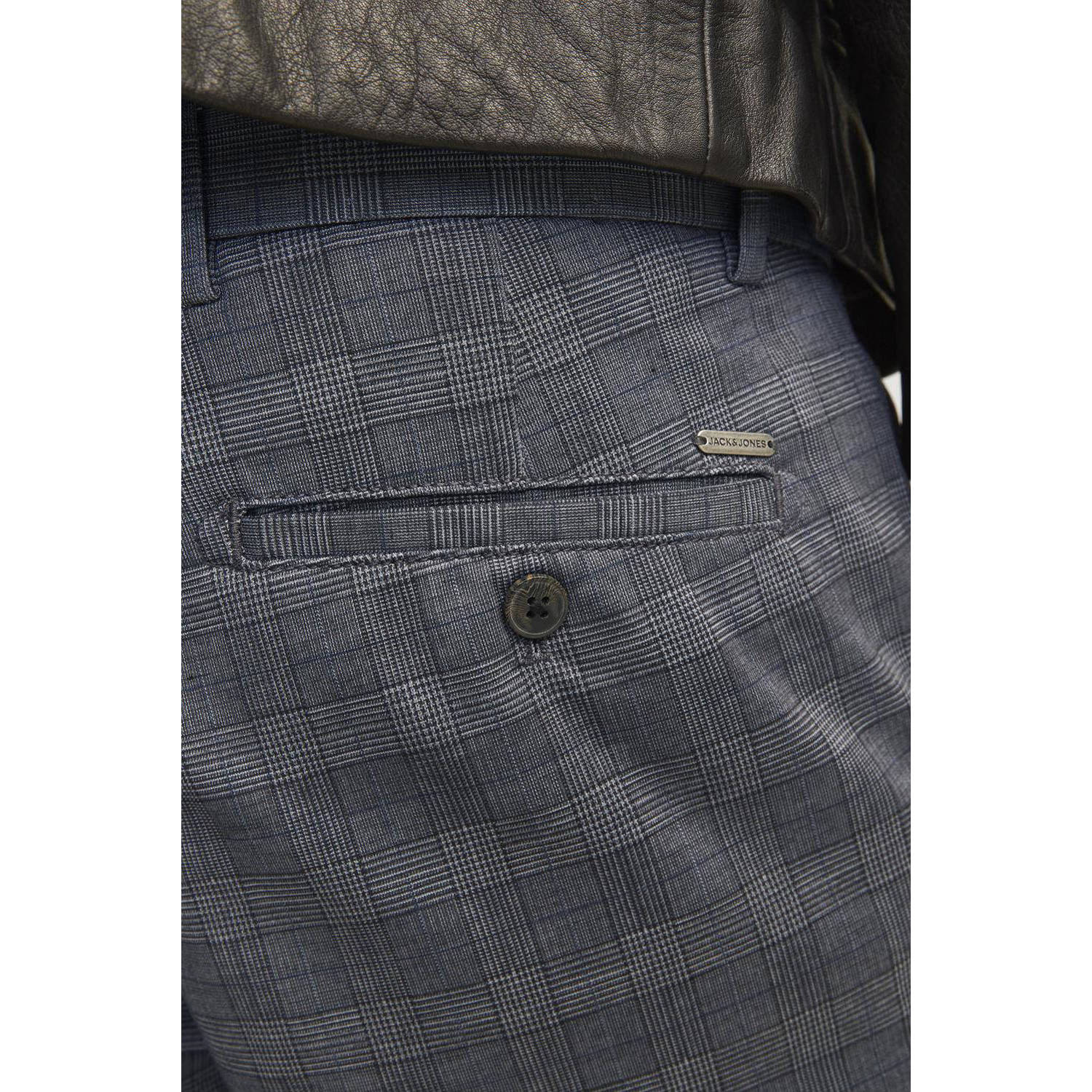 JACK & JONES PANTS STUDIO geruite slim fit chino JPSTMARCO JJCOOPER grijs
