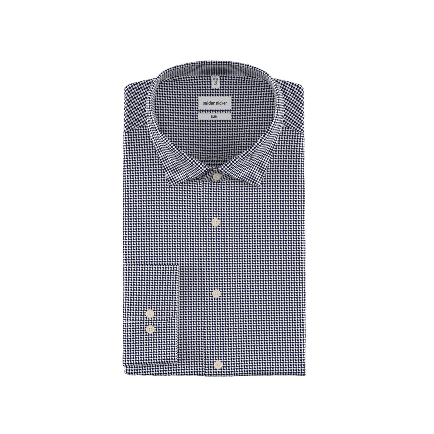 Seidensticker slim fit overhemd met grafische print donkerblauw