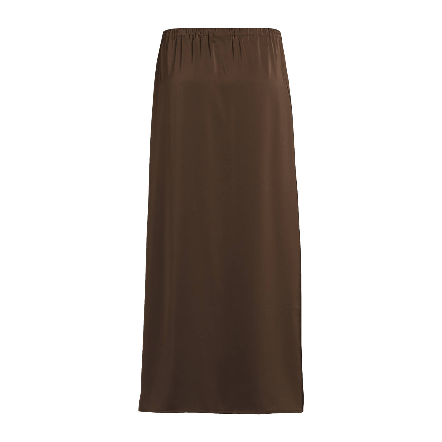 Another-Label satijnen maxi rok donkerbruin