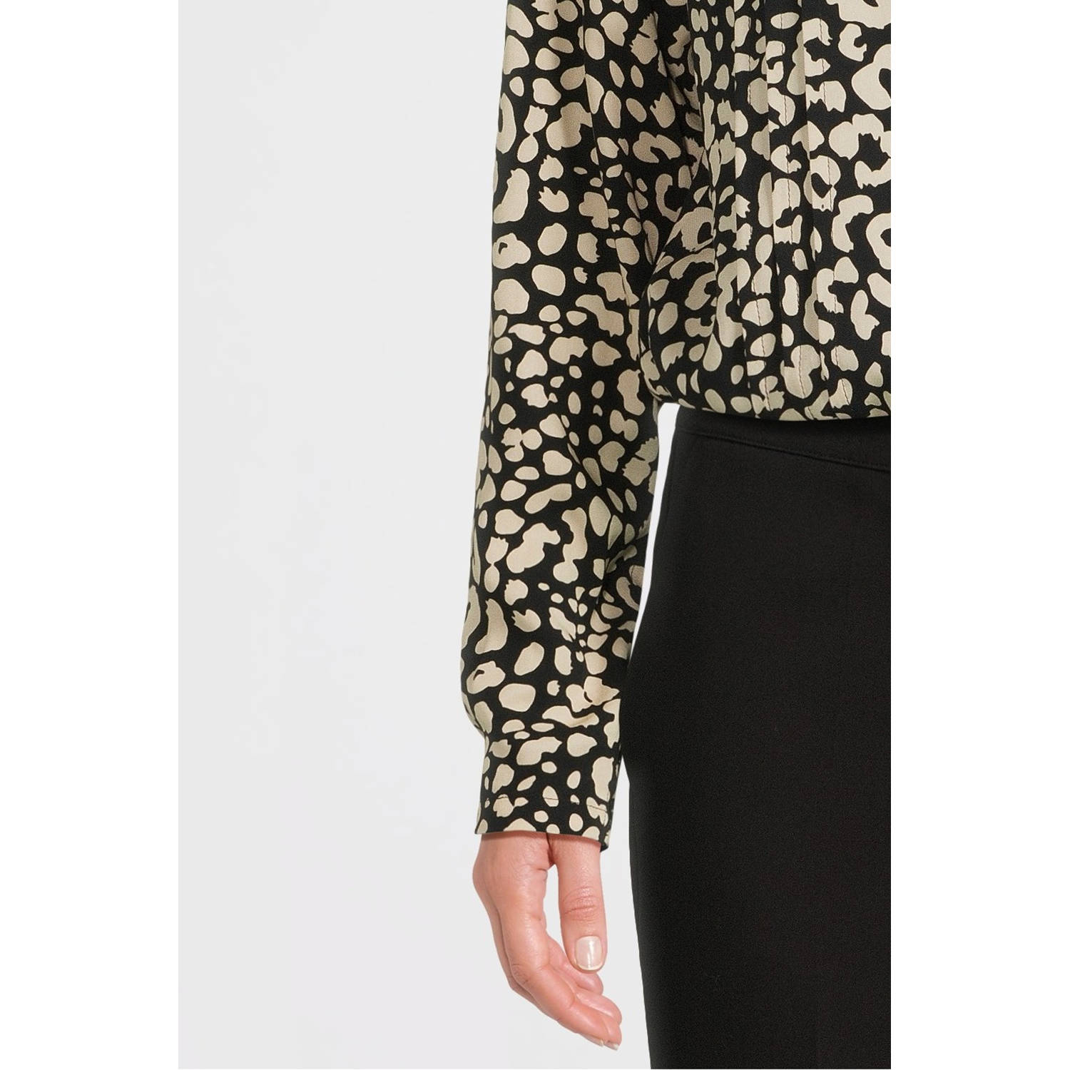 Another-Label blouse June met panterprint zwart wit