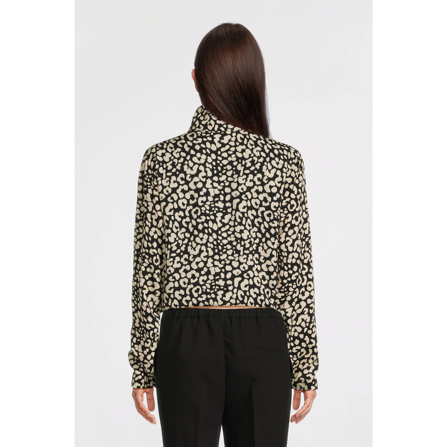 Another-Label blouse June met panterprint zwart wit