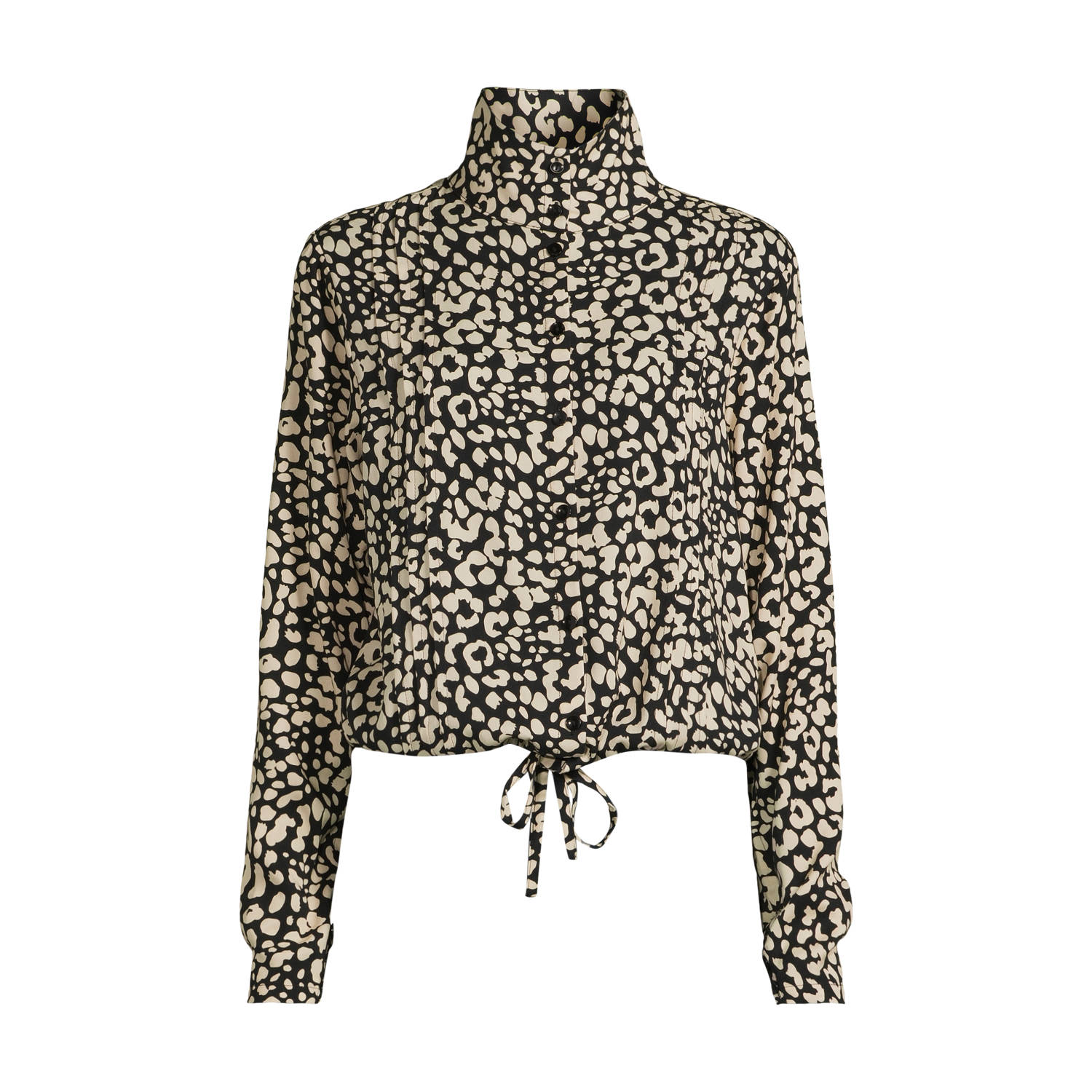 Another-Label blouse June met panterprint zwart wit