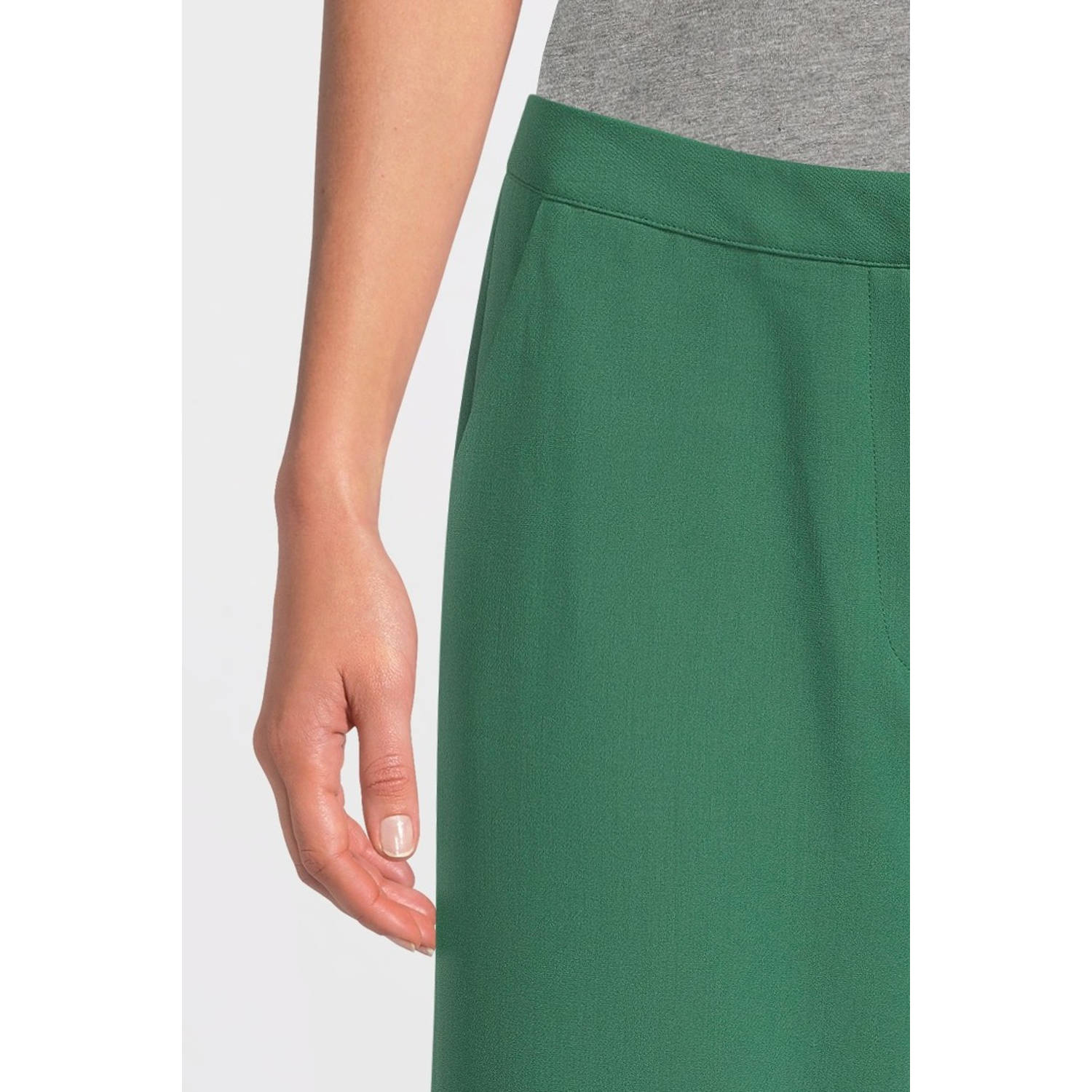 Another-Label high waist straight fit broek Moore groen