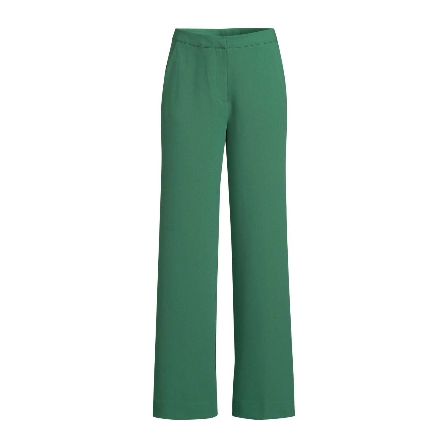 Another-Label high waist straight fit broek Moore groen