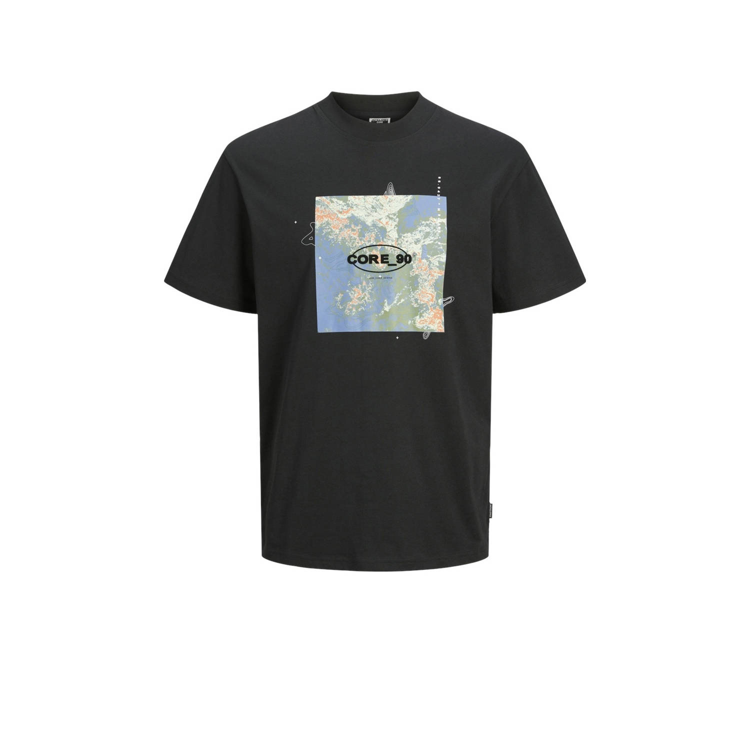 JACK & JONES CORE oversized T-shirt JCOJUDO met printopdruk zwart