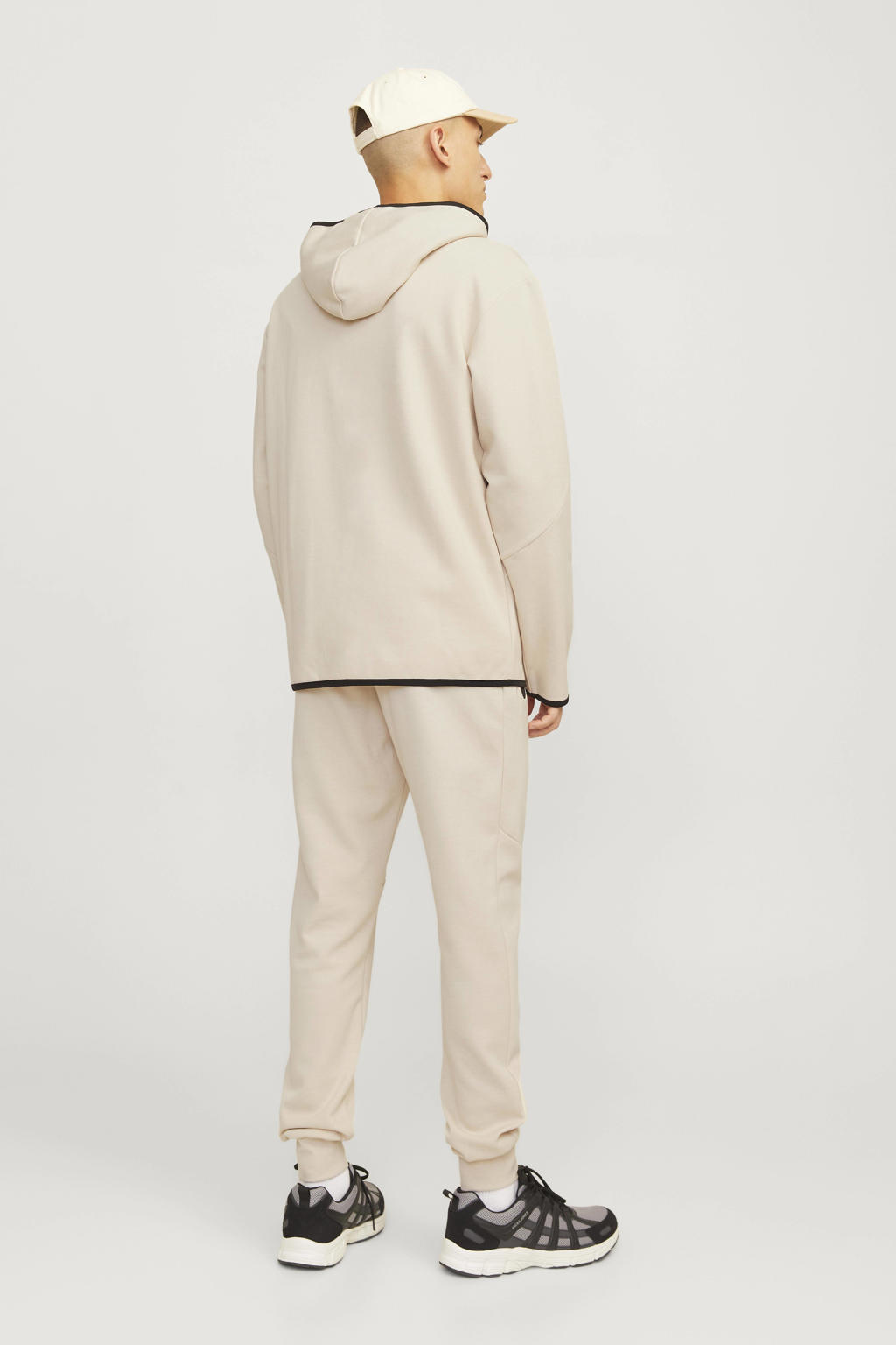 JACK & JONES PANTS STUDIO gemêleerde slim fit joggingbroek JPSTWILL moonbeam