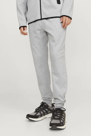 gemêleerde slim fit joggingbroek JPSTWILL light grey melange