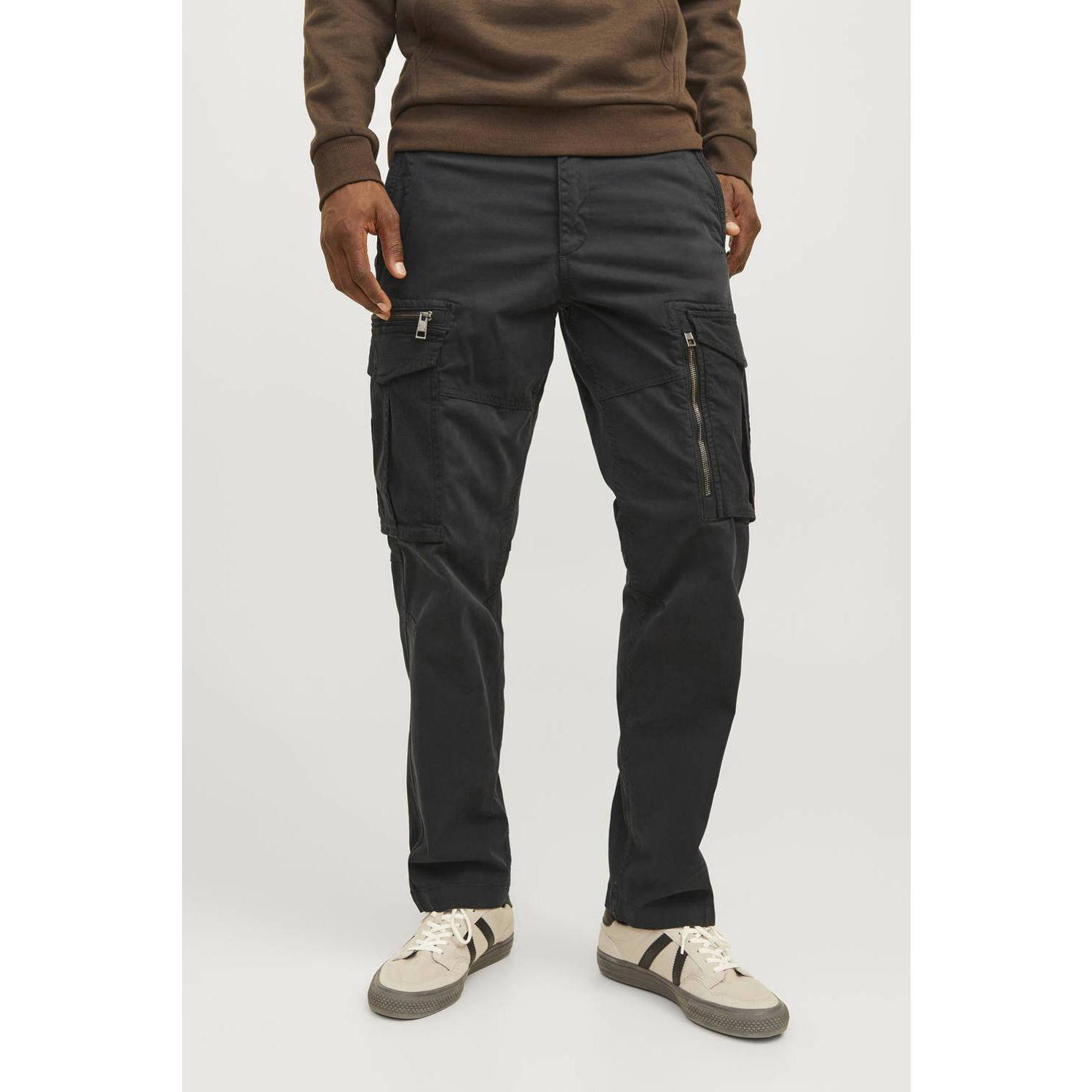 JACK & JONES PANTS STUDIO relaxed cargo broek JPSTKANE JJCRUISE zwart