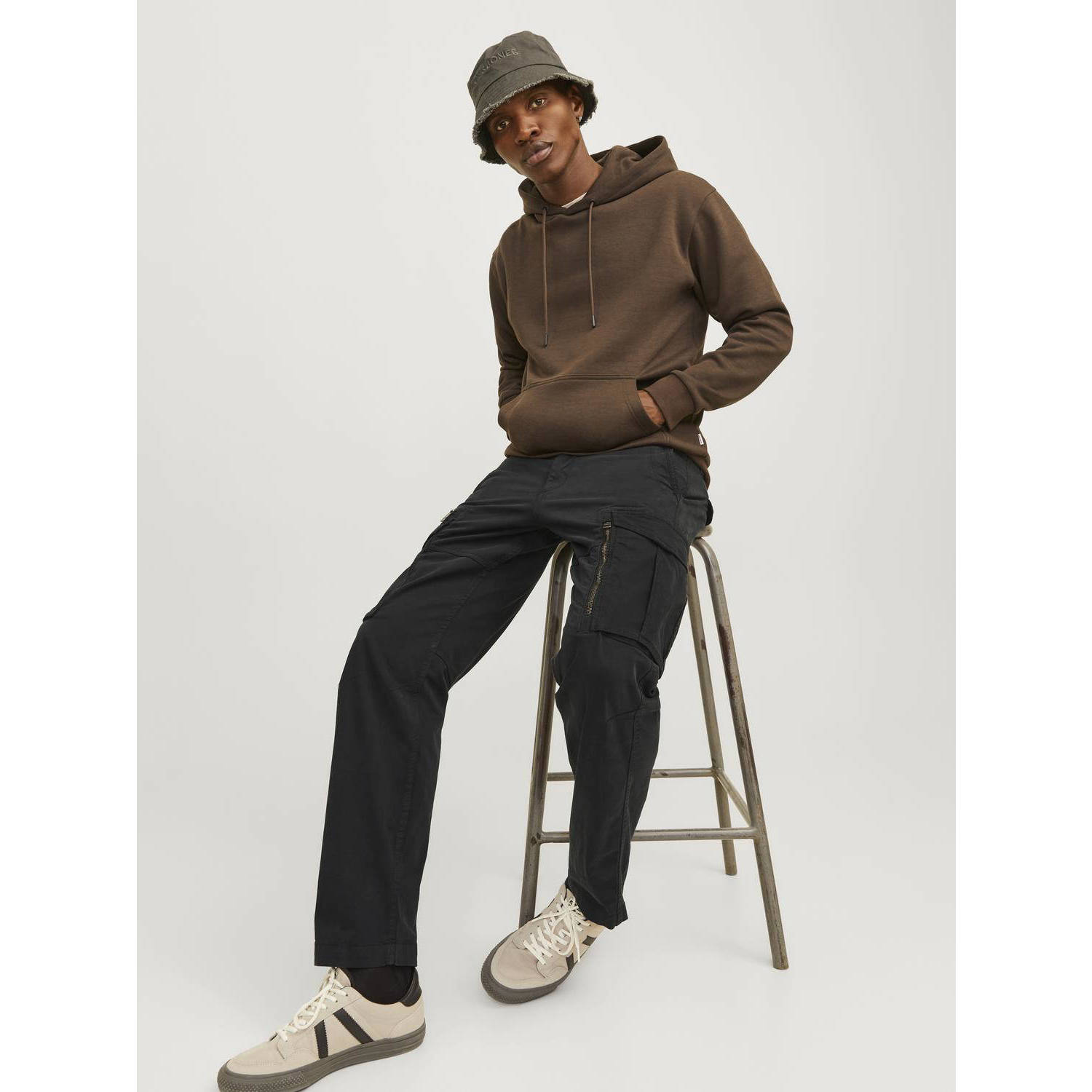 JACK & JONES PANTS STUDIO relaxed cargo broek JPSTKANE JJCRUISE zwart