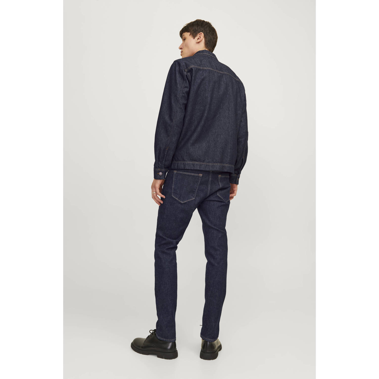 JACK & JONES JEANS INTELLIGENCE slim fit jeans JJIGLENN JJEVAN JOS 777 donkerblauw