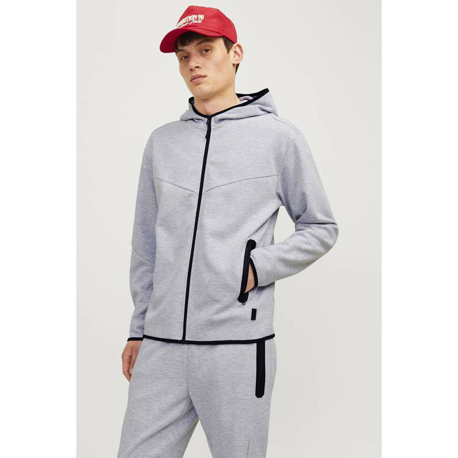 JACK & JONES CORE gemêleerd sweatvest JCOFUSION light grey melange