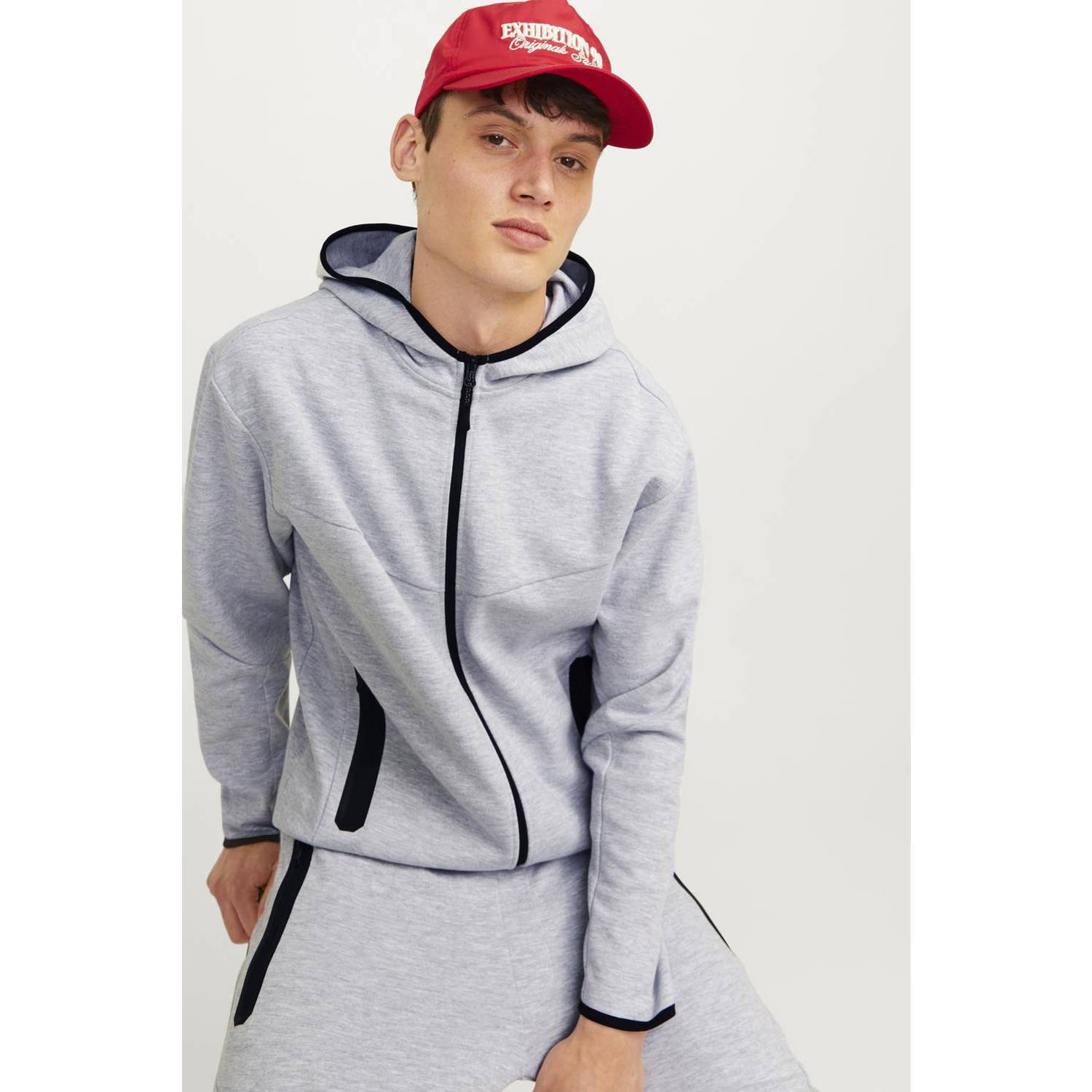 JACK & JONES CORE gemêleerd sweatvest JCOFUSION light grey melange