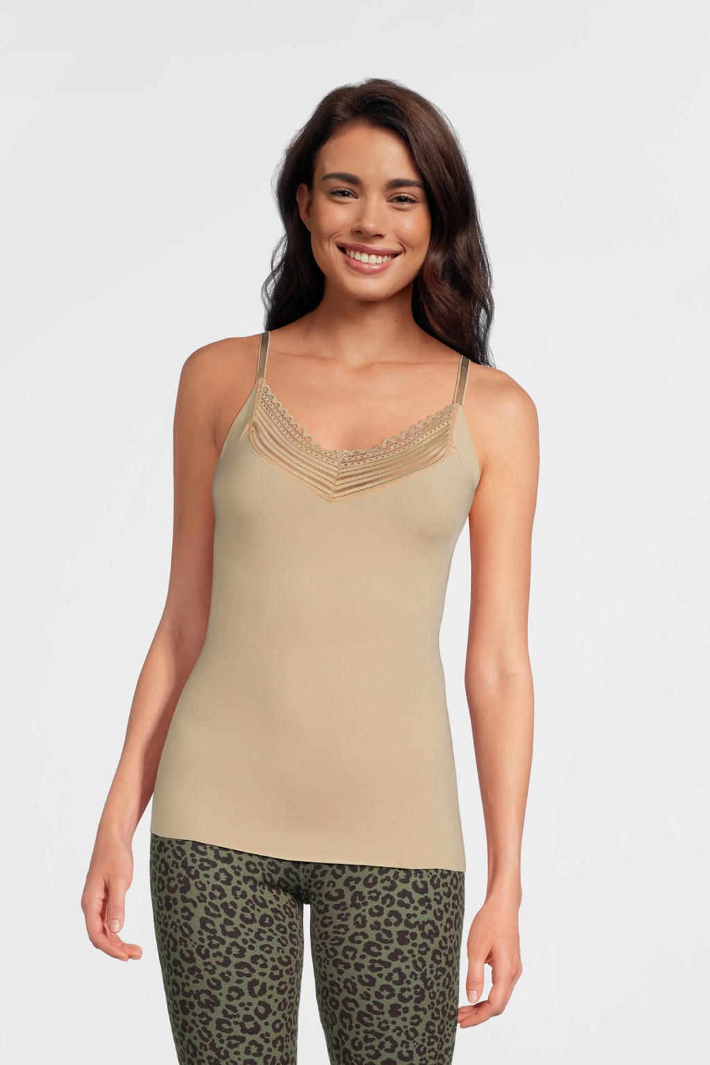 My Basic by After Eden hemd met kant (set van 2) beige
