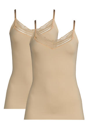 hemd met kant (set van 2) beige