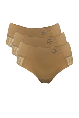 seamless hipster met kant (set van 3) beige