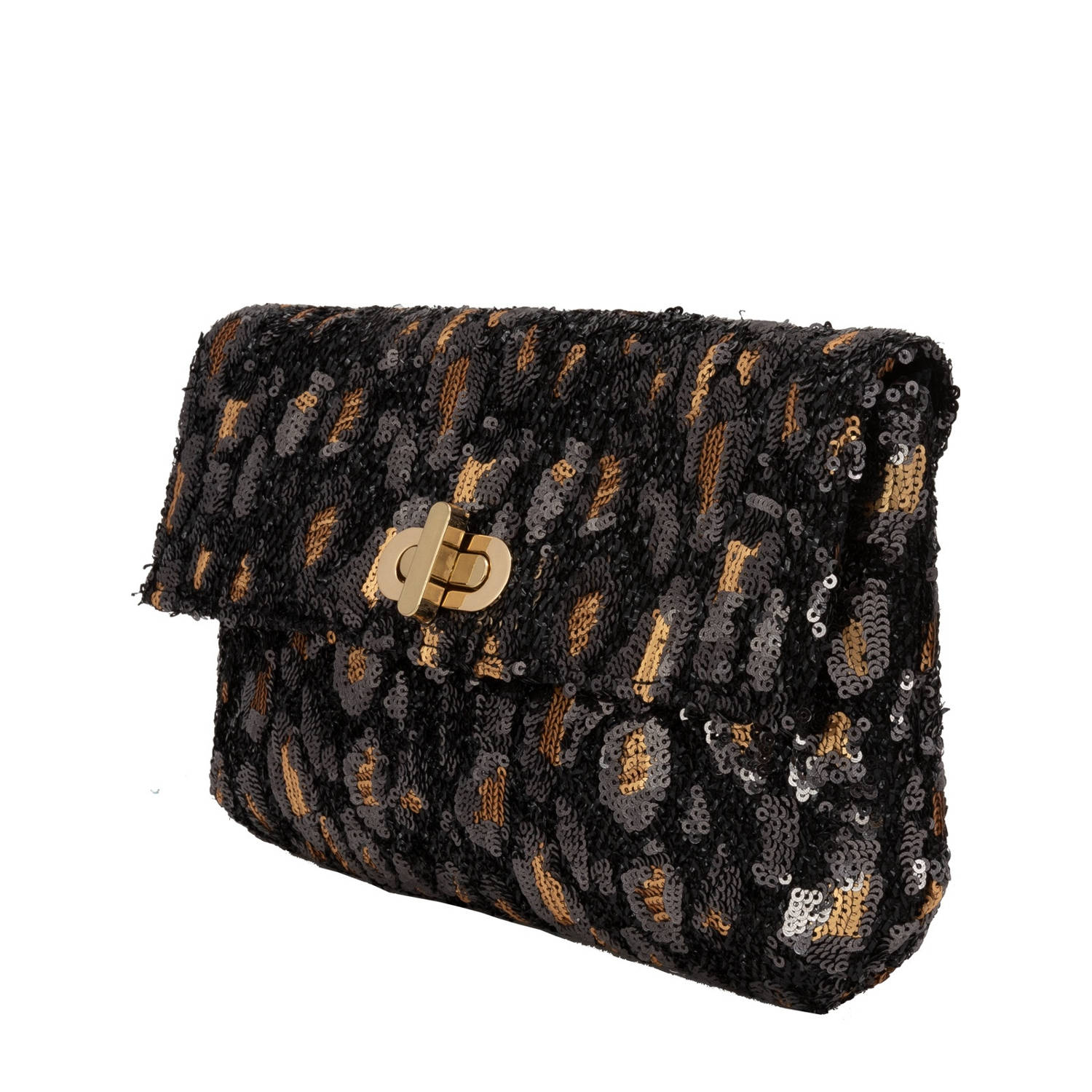 Bulaggi clutch met pailletten Leopard zwart