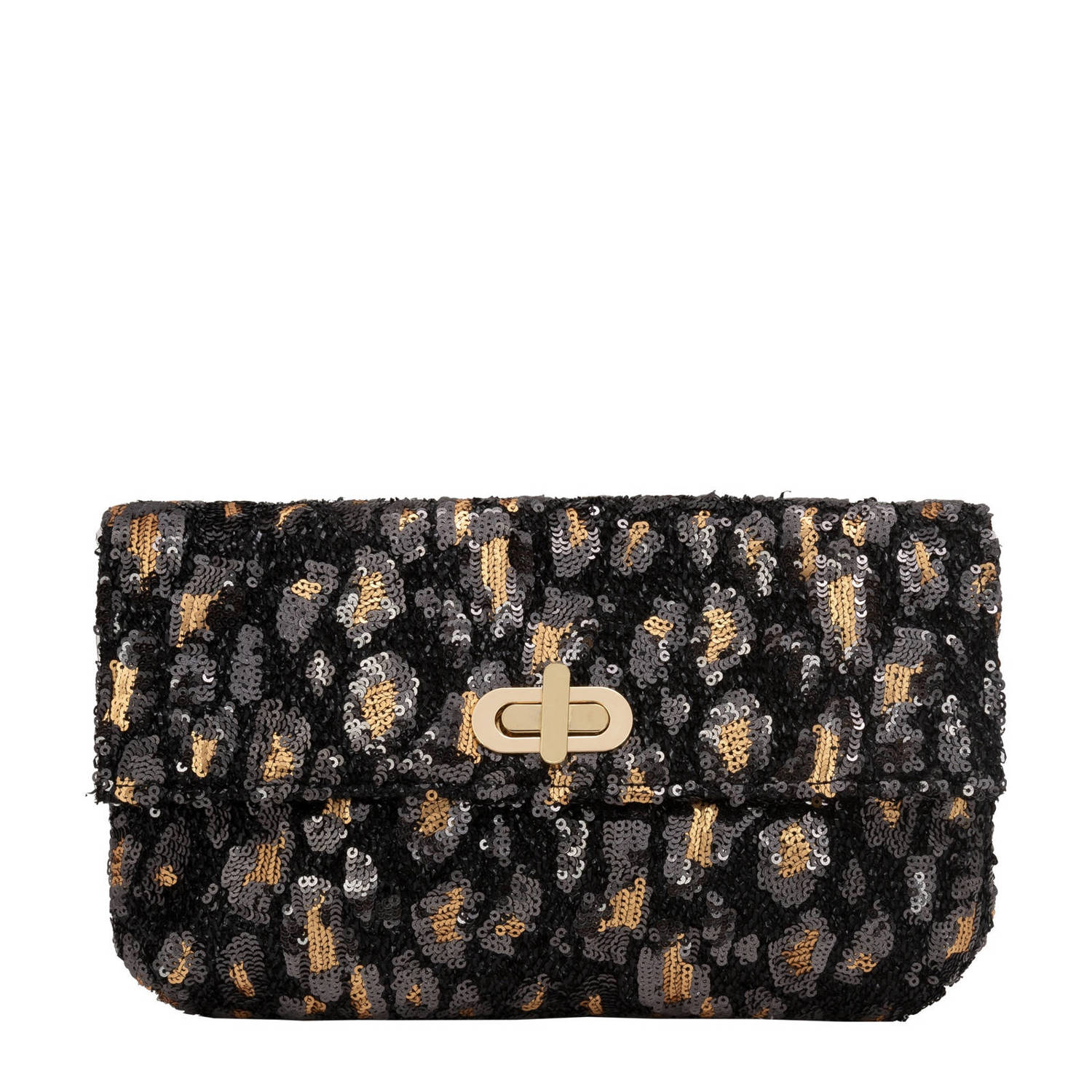 Bulaggi clutch met pailletten Leopard zwart