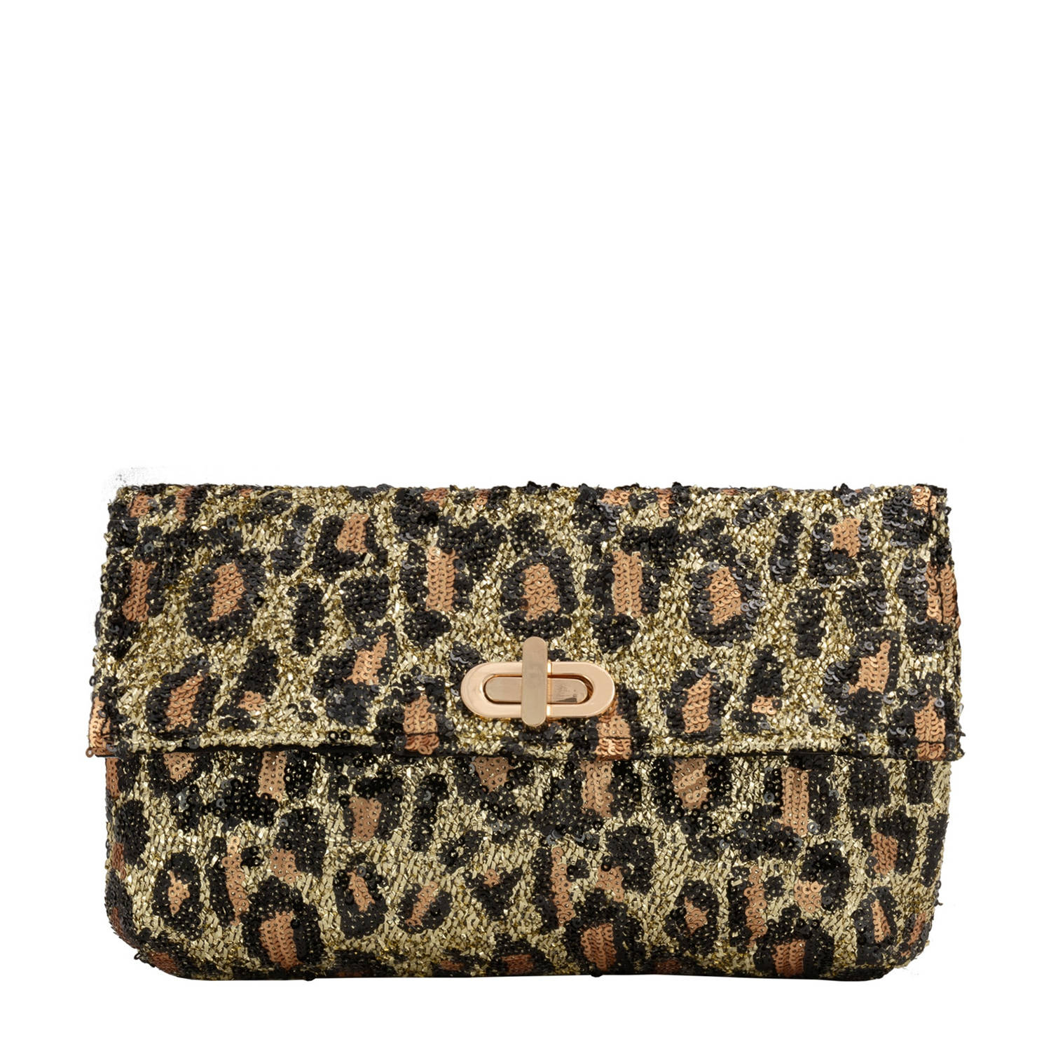 Bulaggi clutch met lurex Leopard goudkleurig